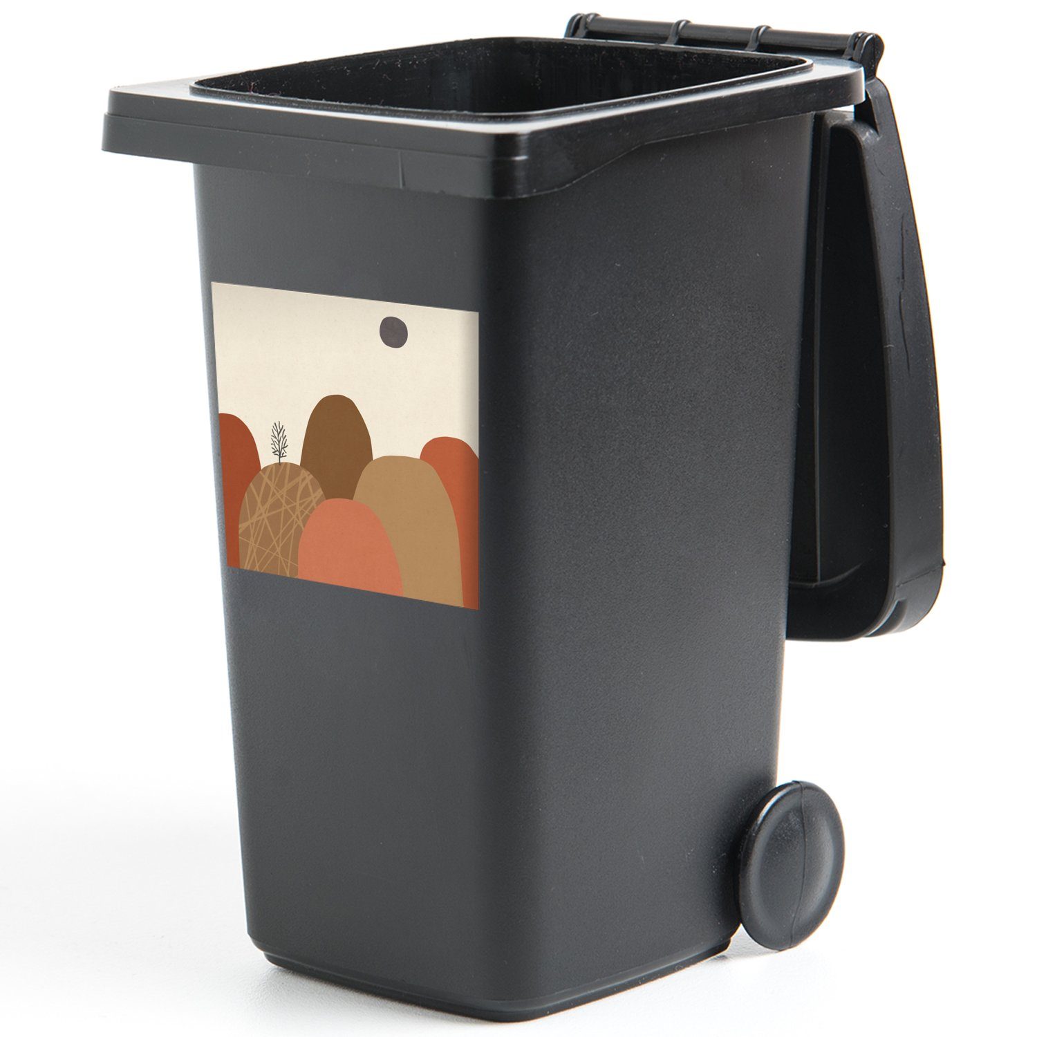 Berge MuchoWow - Mülltonne, Container, Sticker, Wandsticker - (1 St), Abstrakt Farben Mülleimer-aufkleber, Abfalbehälter - Pastell