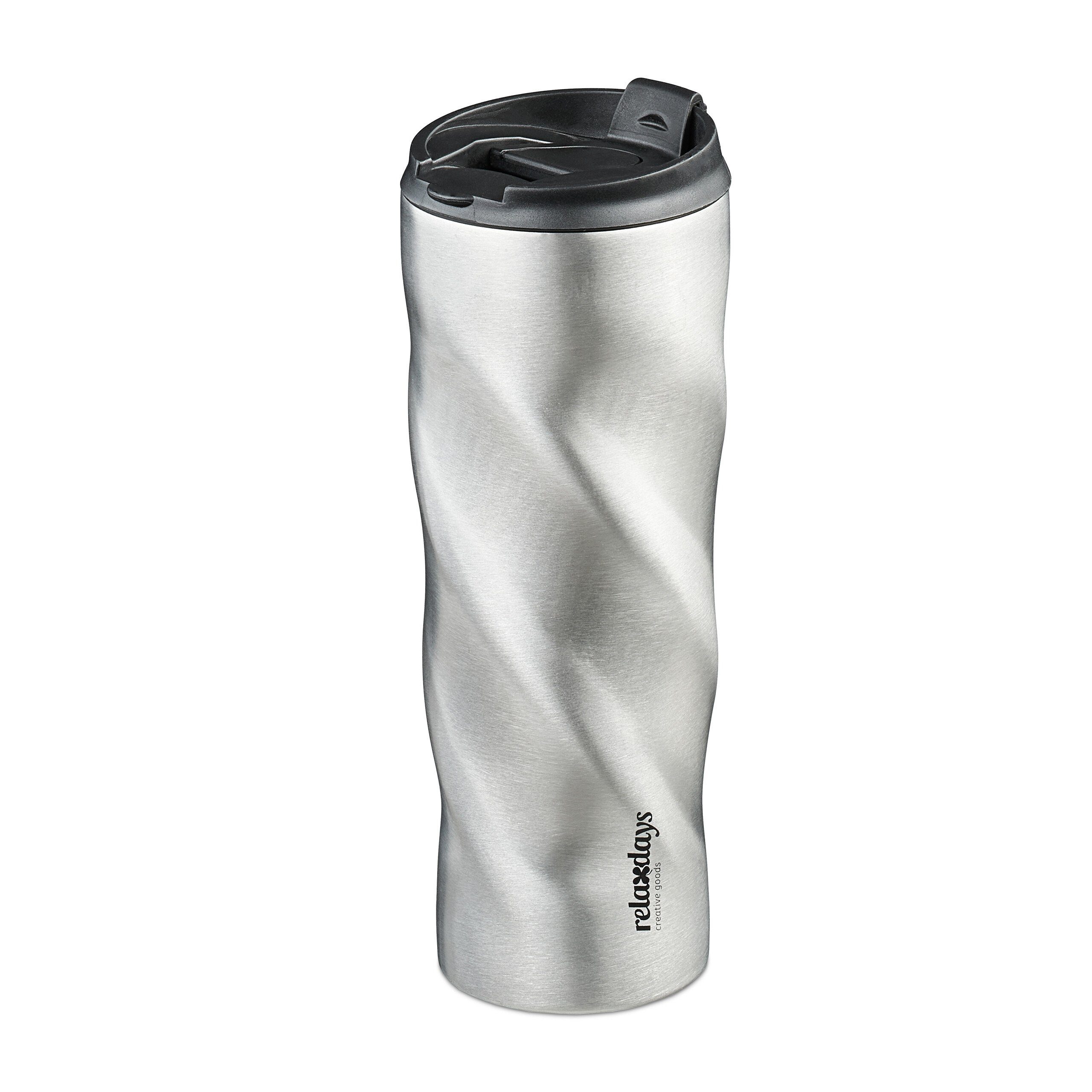 relaxdays Thermobecher Edelstahl 500ml, Edelstahl