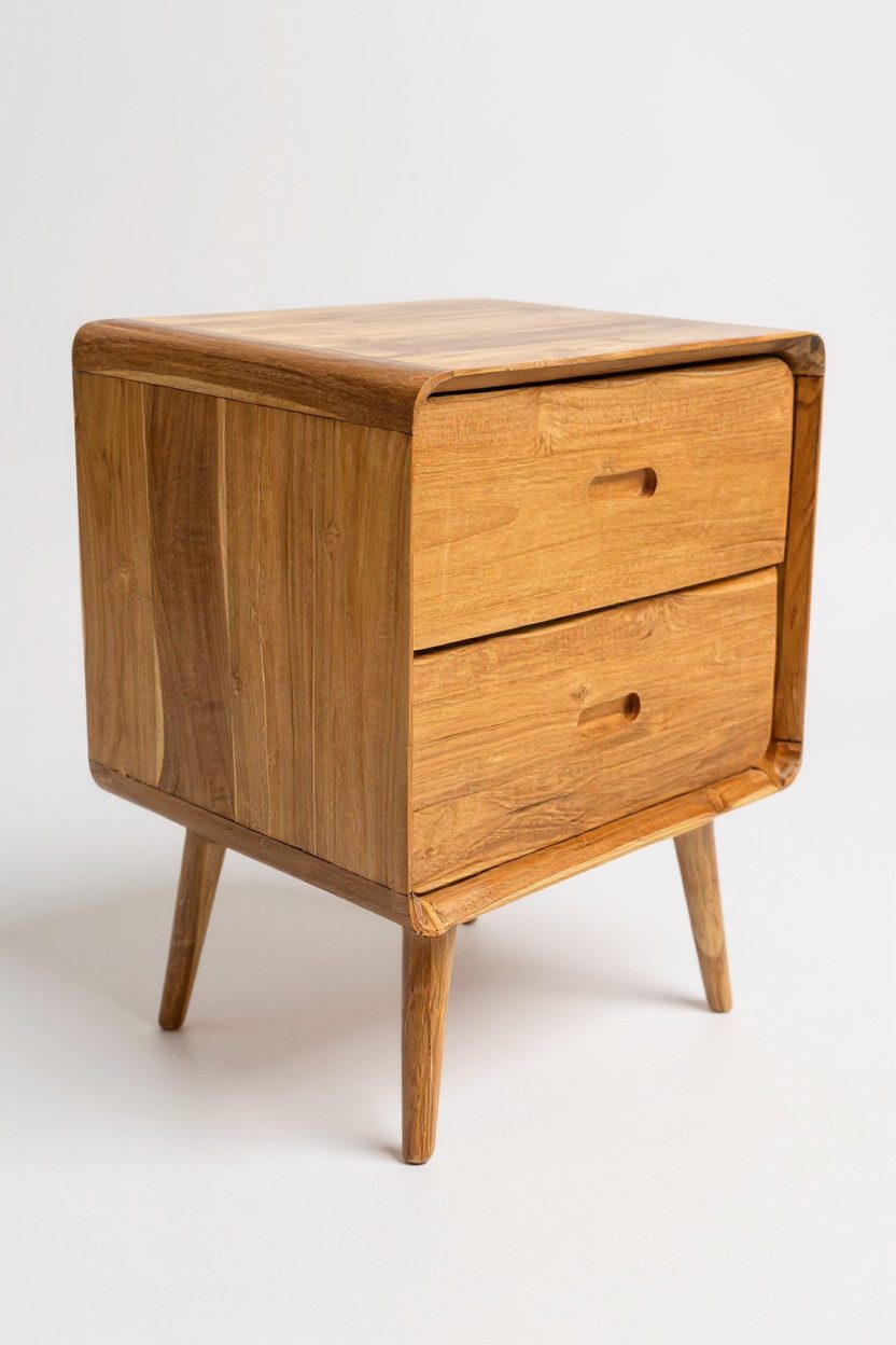 FaHome Nachttisch Holz Nachttisch – Beistelltisch Nachtschrank – Mit Zwei Schubladen