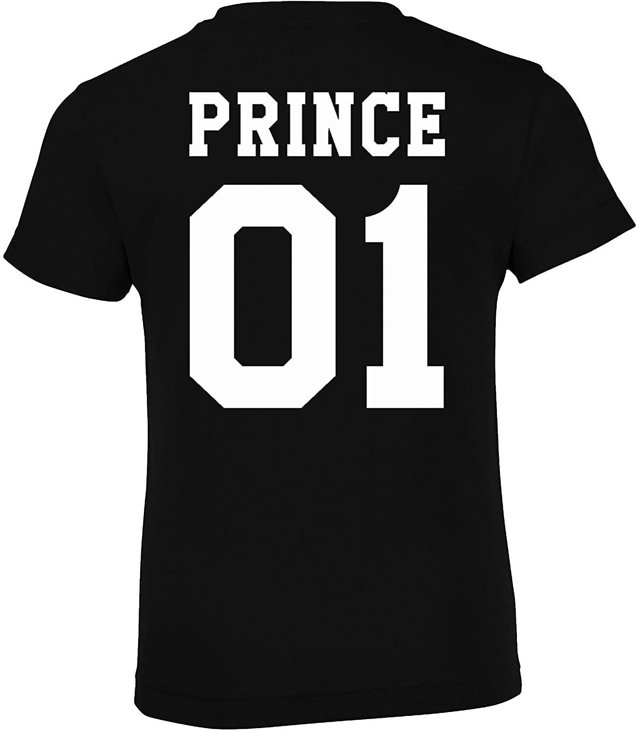 Youth Designz T-Shirt King Queen Prince Set Princess Rückenprint, T-Shirt (1-tlg) Damen Herren trendiger mit Kinder Spruch Prince-Schwarz