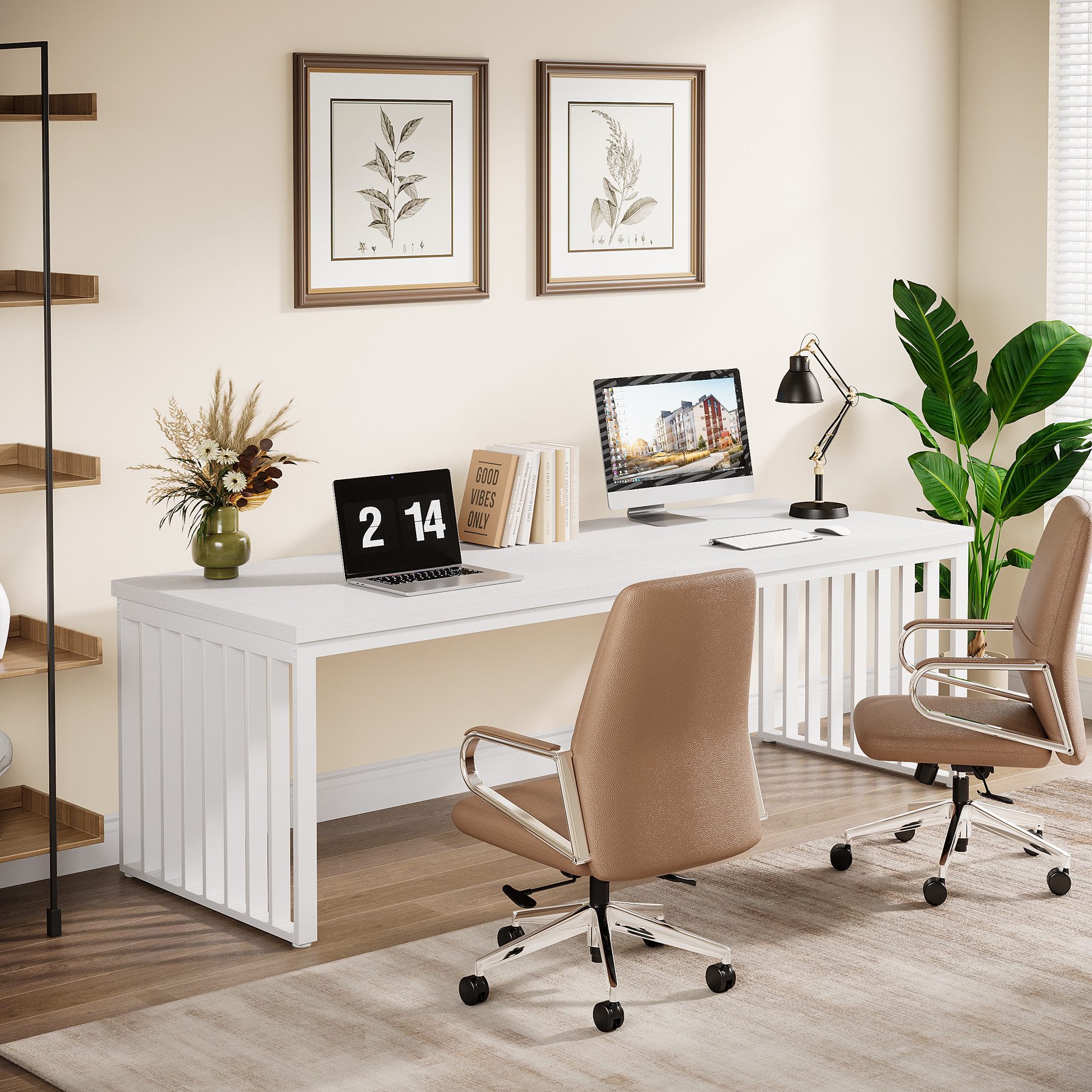 Tribesigns Schreibtisch 180 cm Computertisch Tisch Bürotisch mit Metallgest günstig online kaufen