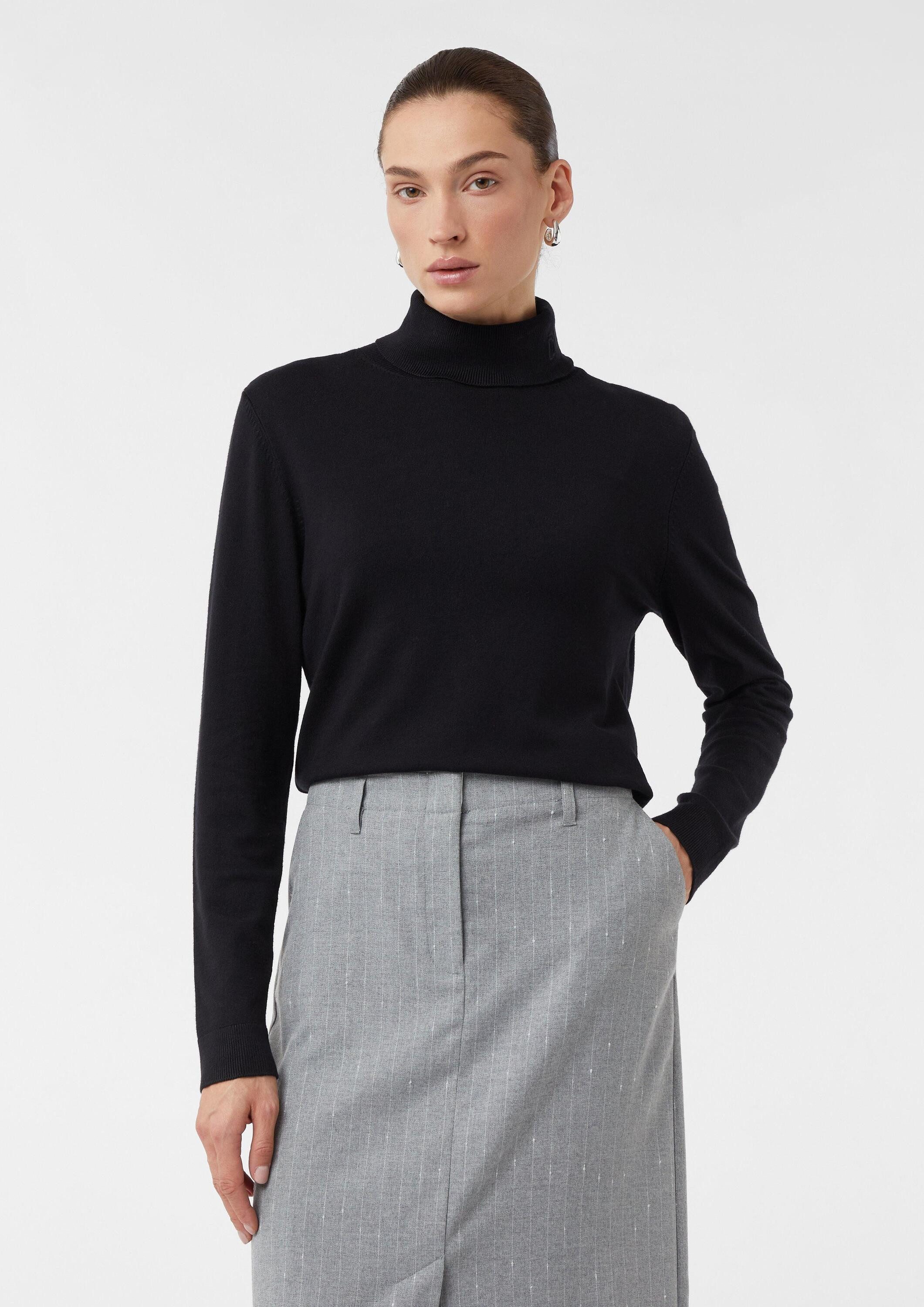 comma Longpullover Strickpullover Feinstrick-Pullover mit Rollkragen günstig online kaufen