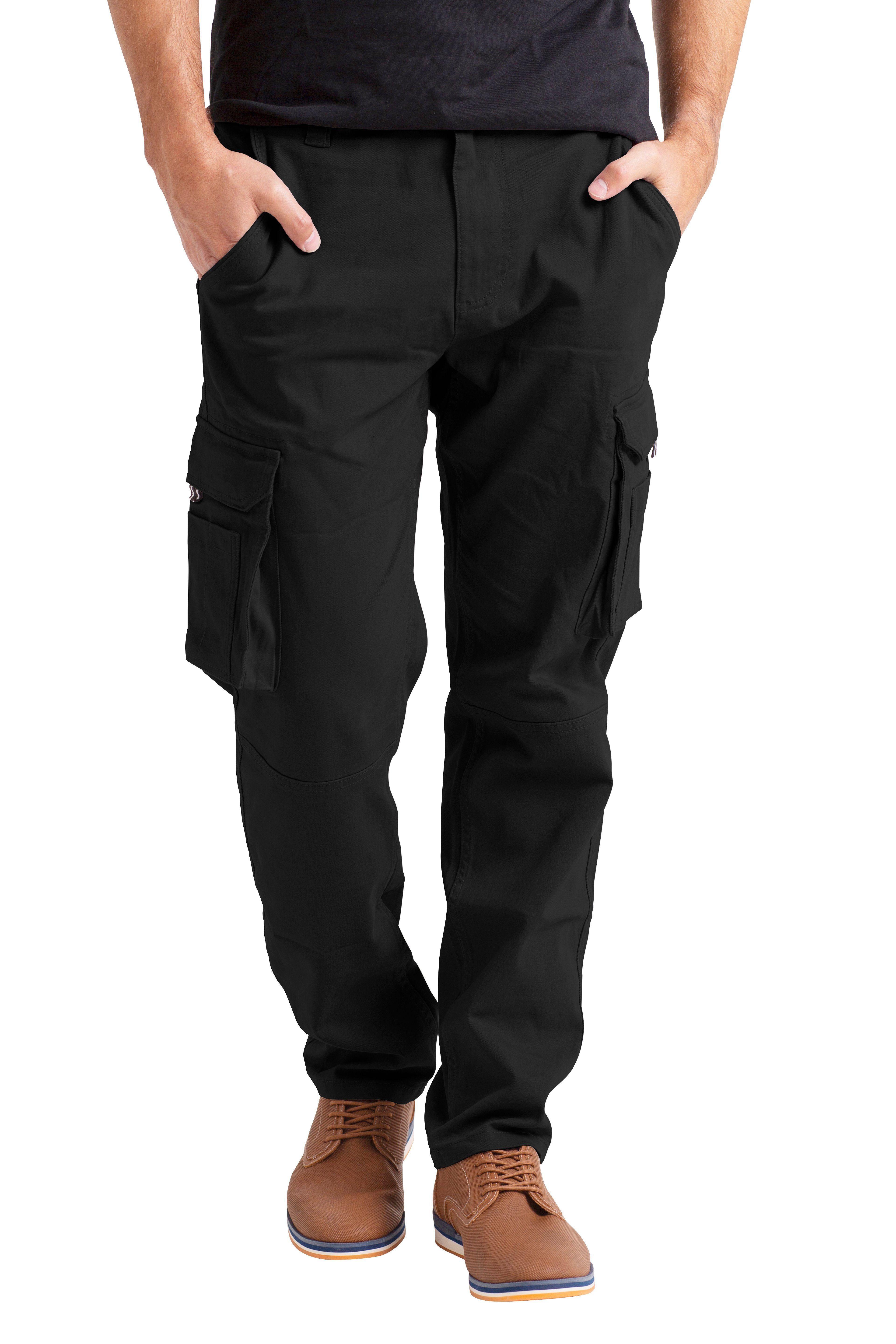 BlauerHafen Cargohose Herren Flex Cargo Arbeitshose Schwerlast strecken lässig Arbeiten Hose Schwarz