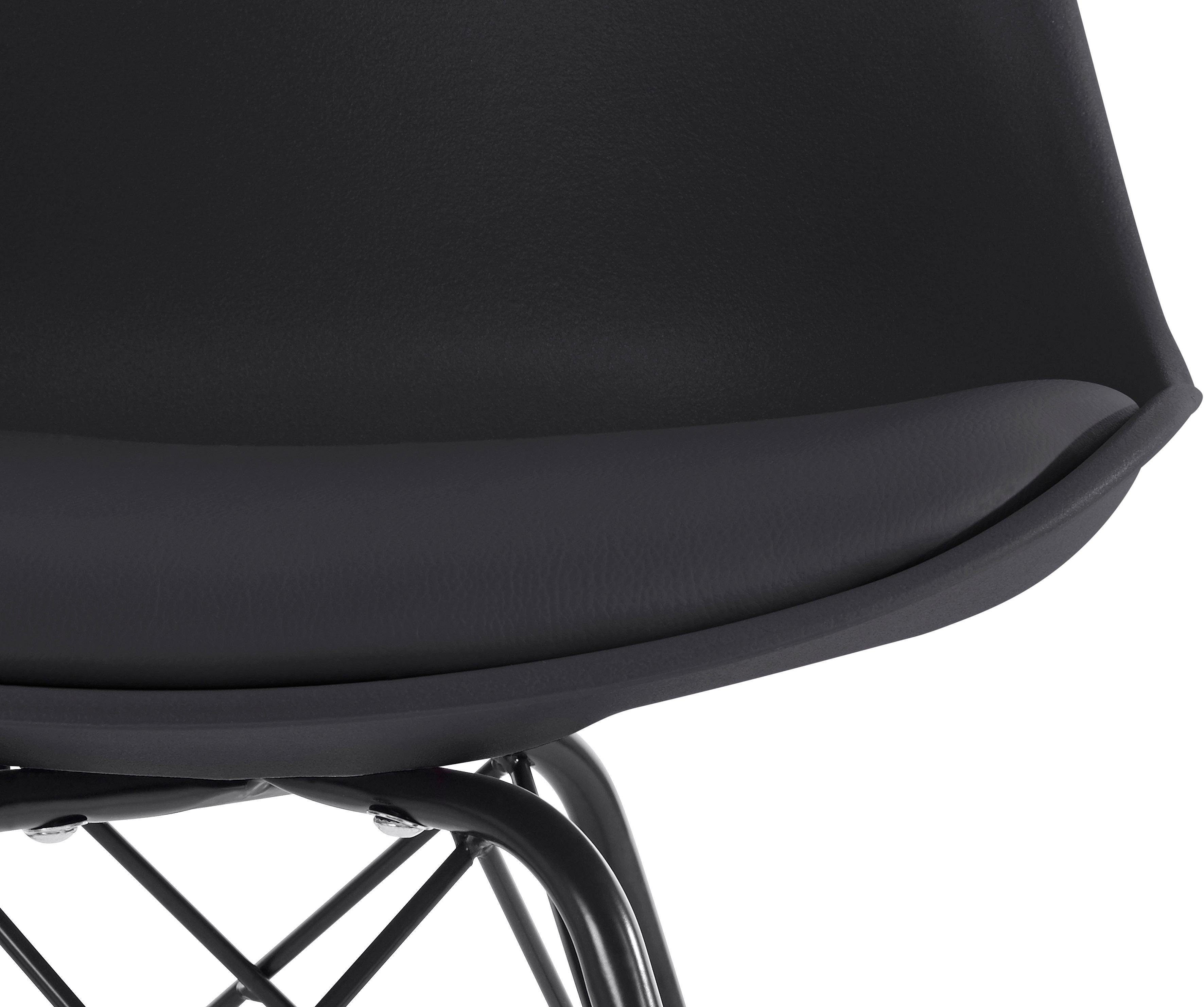 schwarz | schwarz St), mit Kunstleder in Sitzschale 01 4-Fußstuhl Ursel (Set, Sitzkissen 2 Homexperts