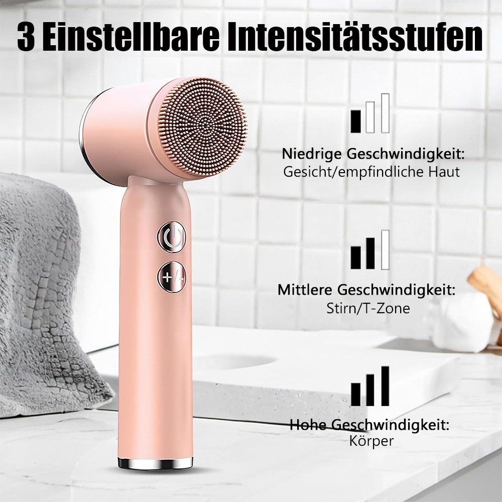 TUWENA Gesichtsbürstenaufsatz 6 in 1 Elektrische Gesichtsreinigungsbürste mit 3 Modi 6 Bürsten, Wasserfest Tiefenreinigung zur Poren- Peeling- und Mitesserreinigung