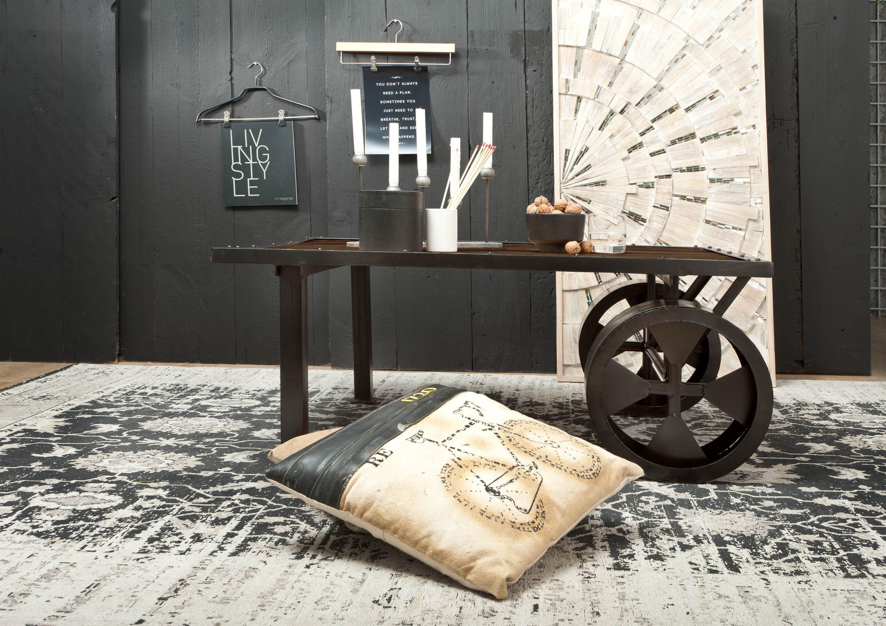 Massivmoebel24 Couchtisch RAILWAYMangoMassivholzbraun (Massivholz montiert 32 kg RAILWAY #433), Mango 110x80x45 cm (BxTxH) braun lackiert