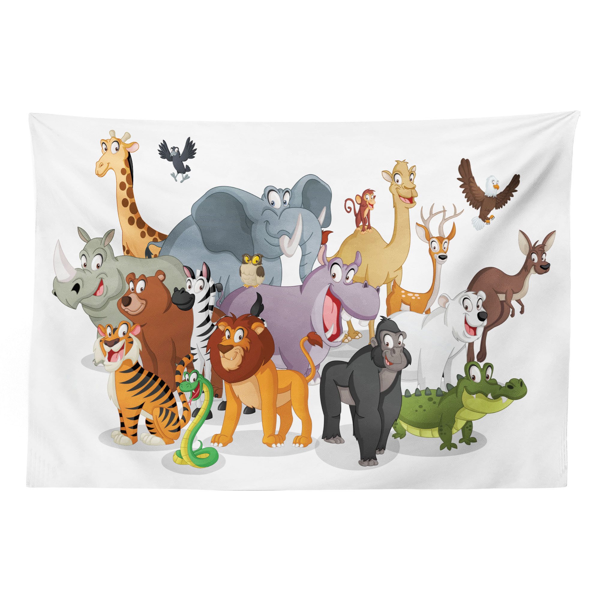 Abakuhaus Wandteppich aus Weiches Mikrofaser Stoff Für das Wohn und Schlafzimmer, rechteckig, Tiere Fröhlich Wald Fauna