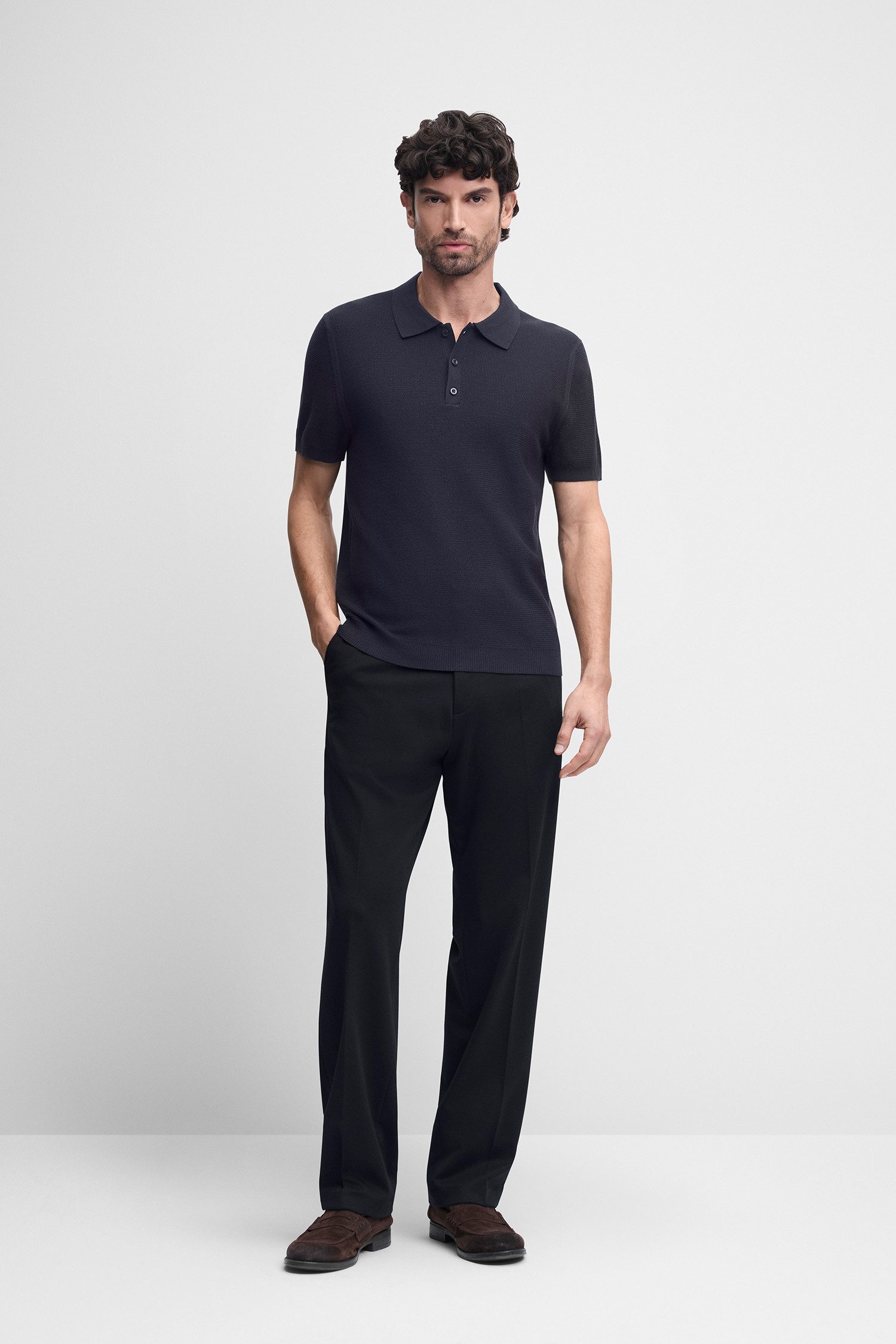Cinque Kurzarmpullover CIFLAV mit Polokragen und Knopfleiste, Regular Fit