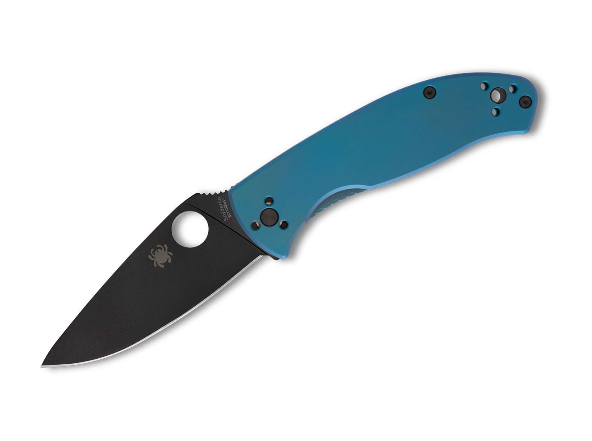 Spyderco Taschenmesser Taschenmesser Tenacious R.I.L. Blue Titanium Black Blade PlainEdge