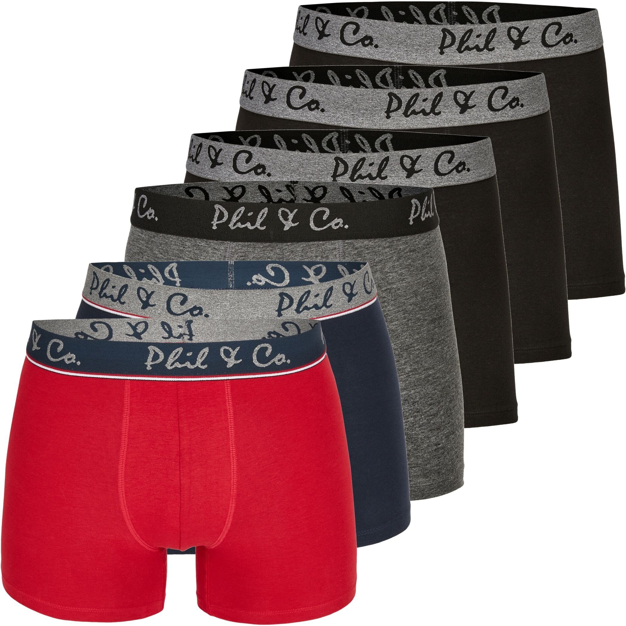 Phil & Co. Boxershorts 6er Pack Phil & Co Berlin Jersey Boxershorts Trunk Short Pant FARBWAHL (1-St) DESIGN 10