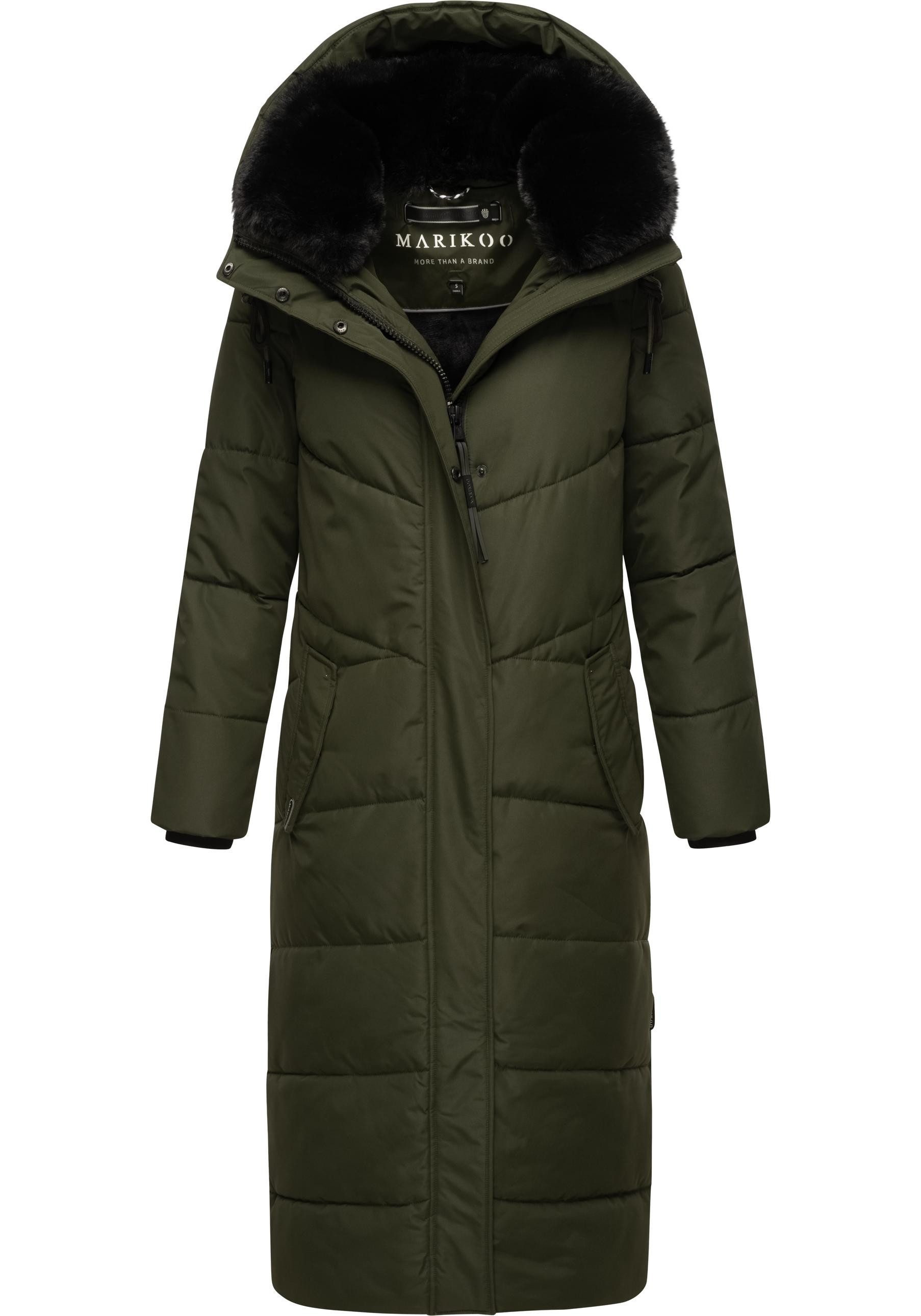 Marikoo Steppmantel Hingucker XIV-1 Damen Wintermantel mit abnehmbaren Kunstfellkragen