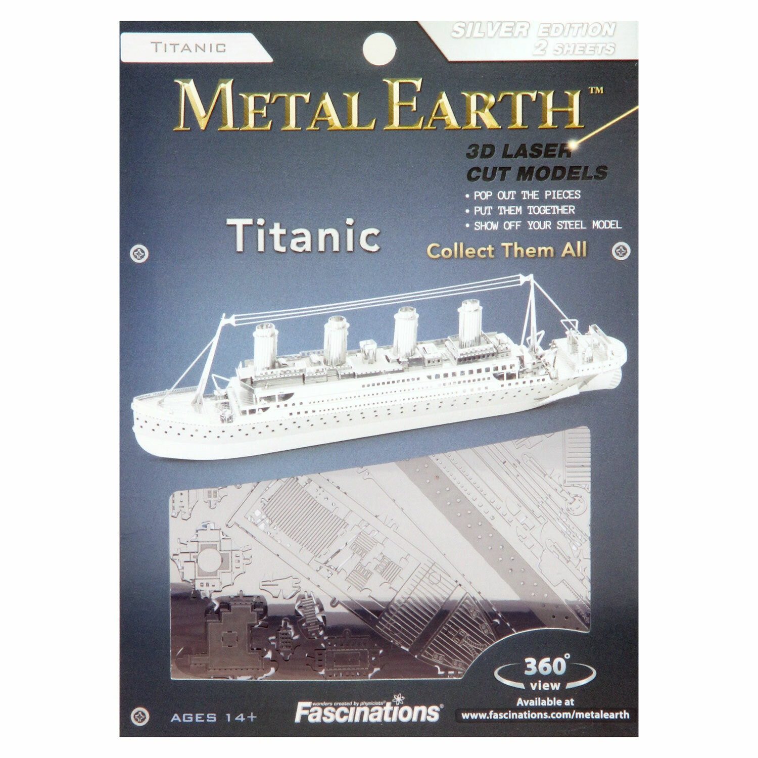 Invento Modellbausatz Metall Erde Titanic Schiff Silber Edition