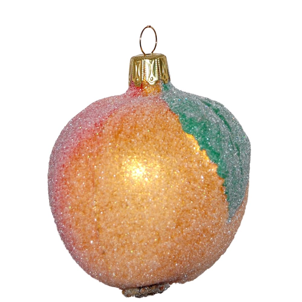 (1-tlg), Apfel mundgeblasen, rot/gelb Schatzhauser handbemalt bezuckert Christbaumschmuck 8cm