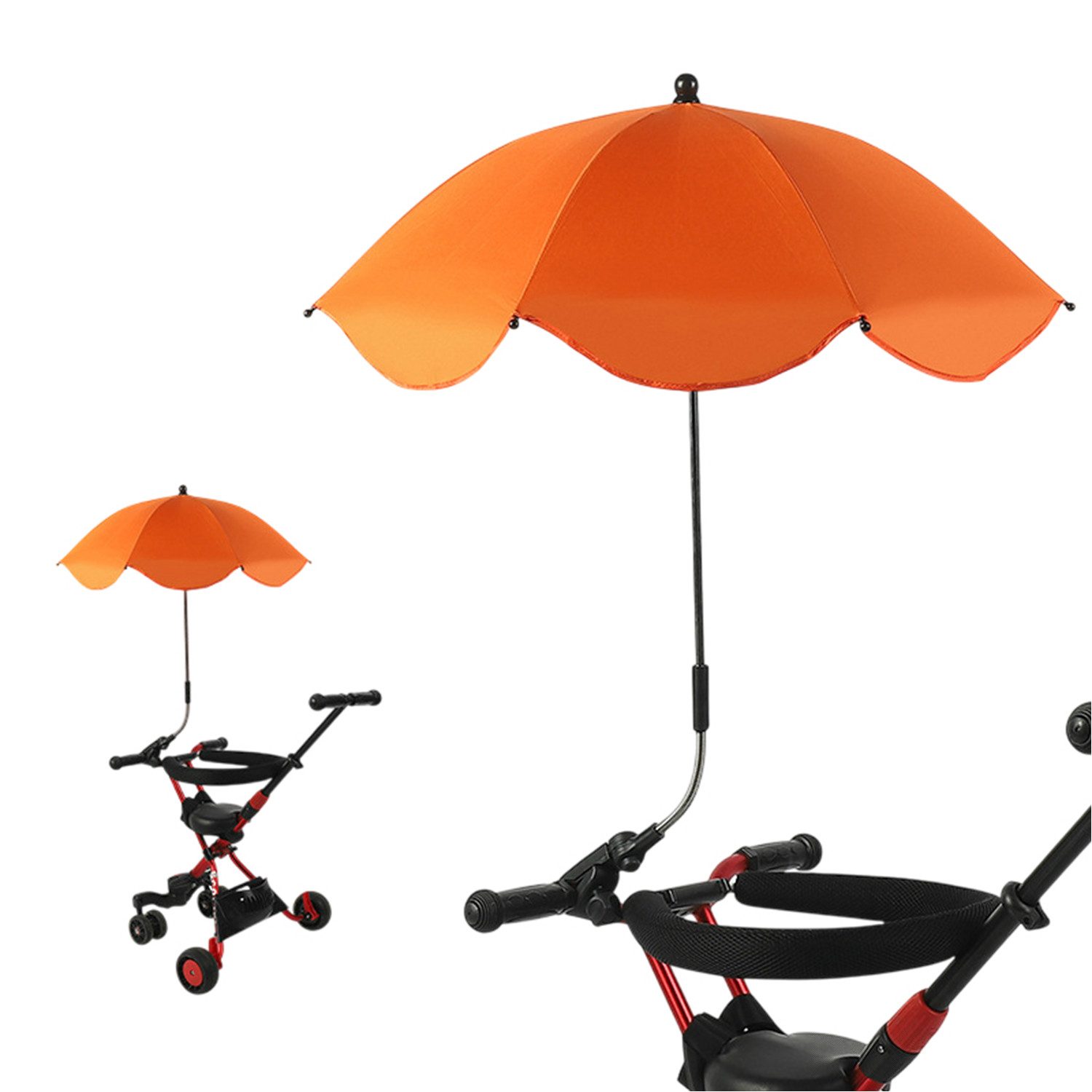 Refttenw Kinderwagenschirm Sonnenschirm Kinderwagen UPF50+ mit Verstellbarer Universeller Klemme, Ø 66 cm