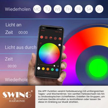 Swing&Harmonie Sonnenschirm mit RGB Beleuchtung LED Ampelschirm Garten Schirm, 300 / 350 cm inkl. Fernbedienung, APP Steuerung