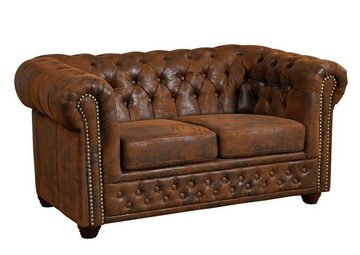 Massivmoebel24 Chesterfield-Sofa CHESTERFIELD, Wellenfederung