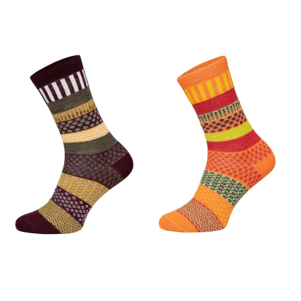 HomeOfSocks Socken Wollsocken Hygge mehrfarbig orange/braun - 2 Paar