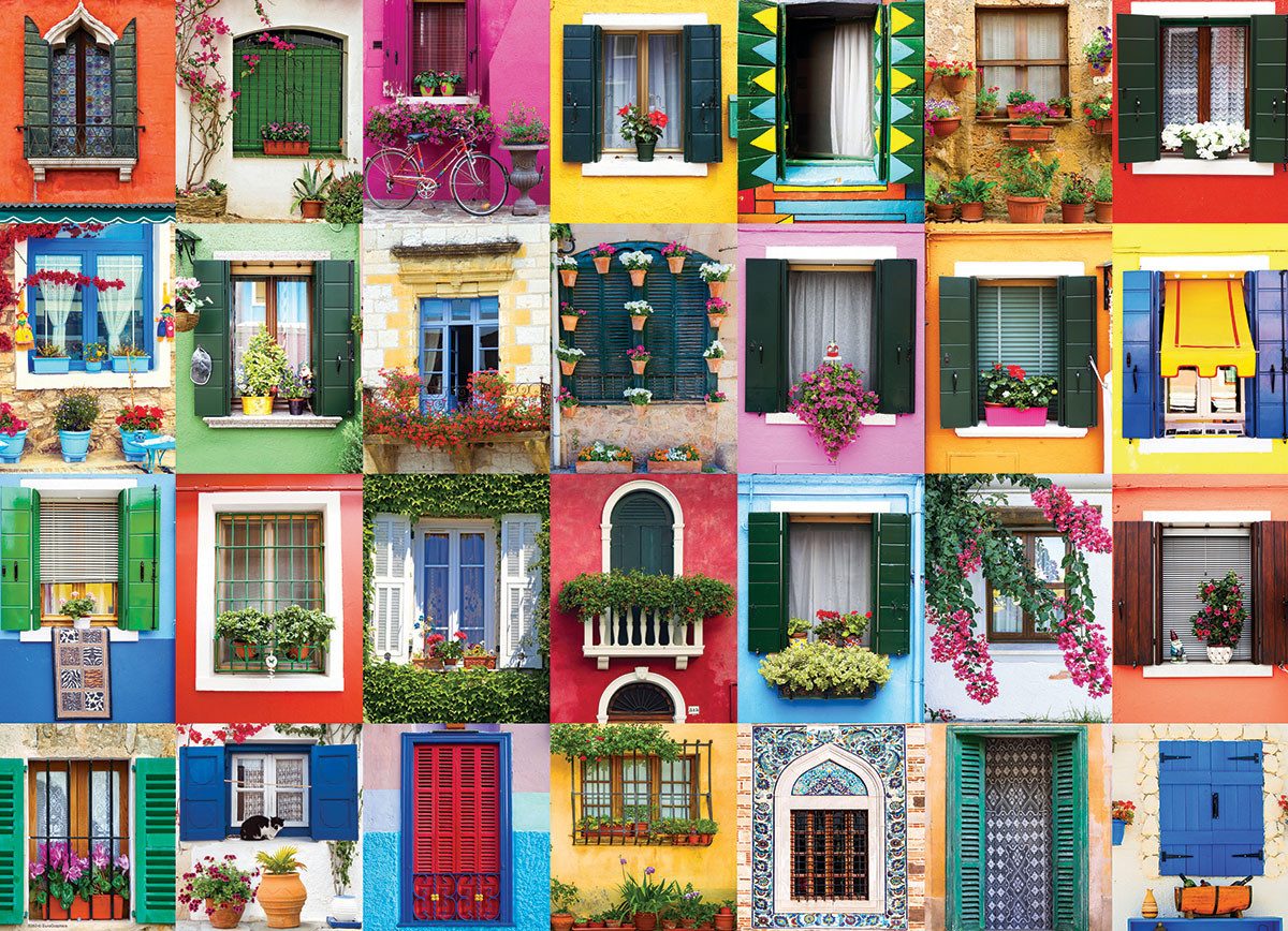 Puzzle 1000 Teile Puzzle - Puzzle - Mediterrane Fensteransichten, Puzzleteile