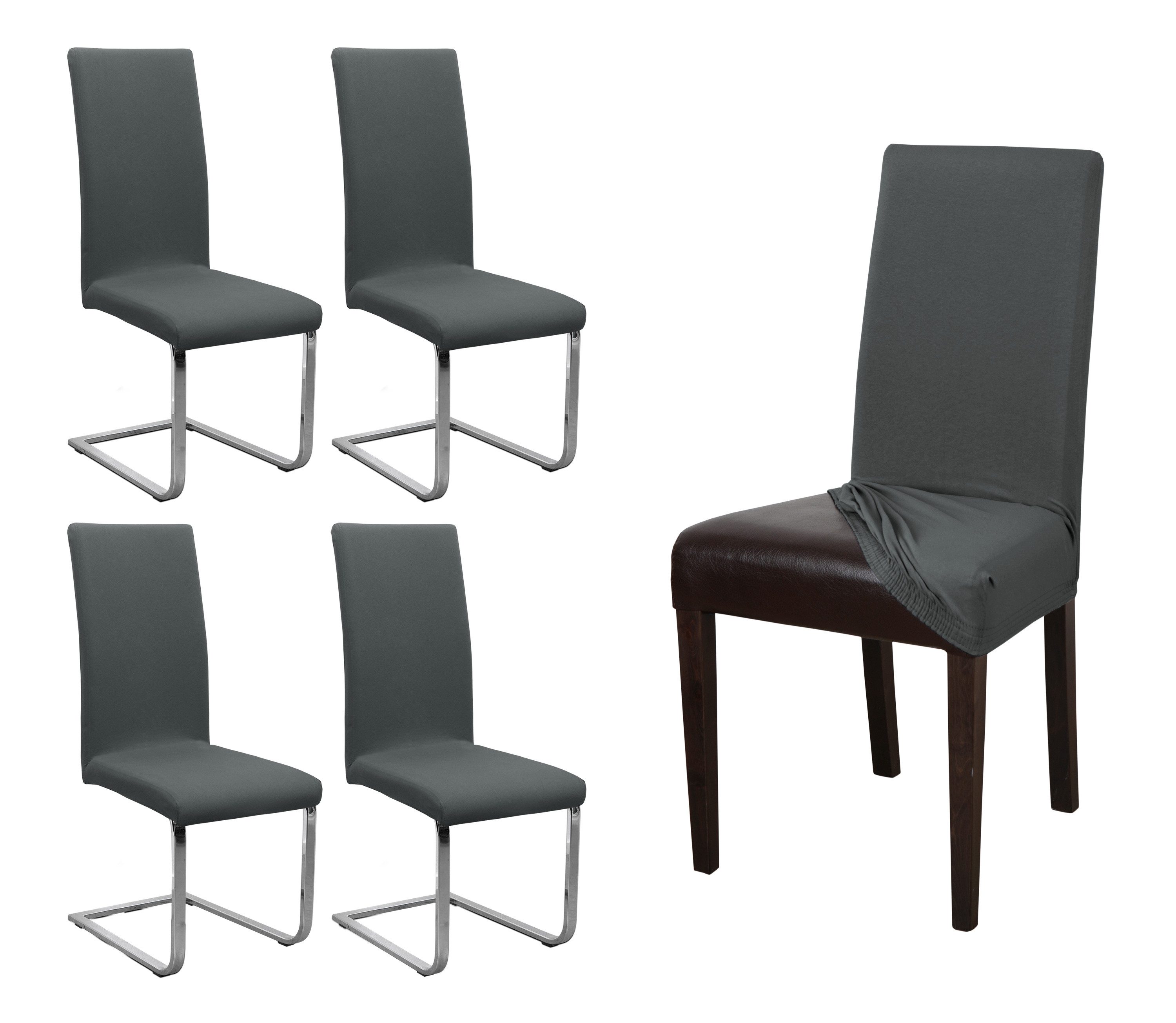 Beautex Stuhlhusse Jersey Baumwolle elastisch für Stühle und Schwingstühle 2er Set