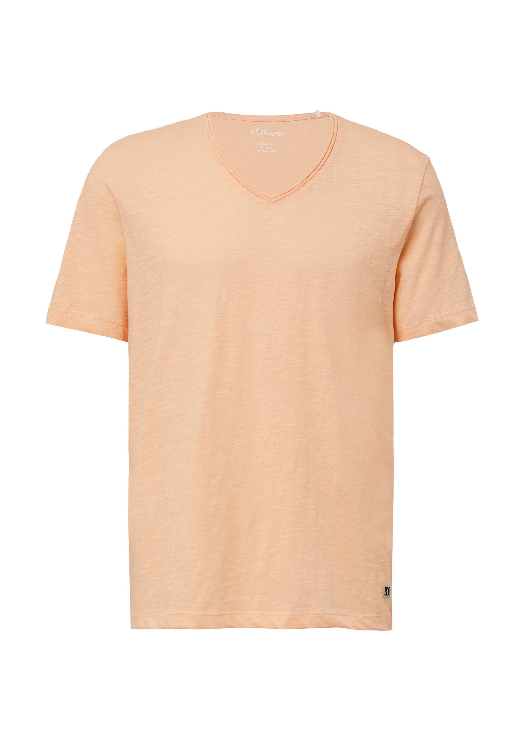 s.Oliver Kurzarmshirt T-Shirt Luftiges T-Shirt mit V-Ausschnitt und Flammga günstig online kaufen