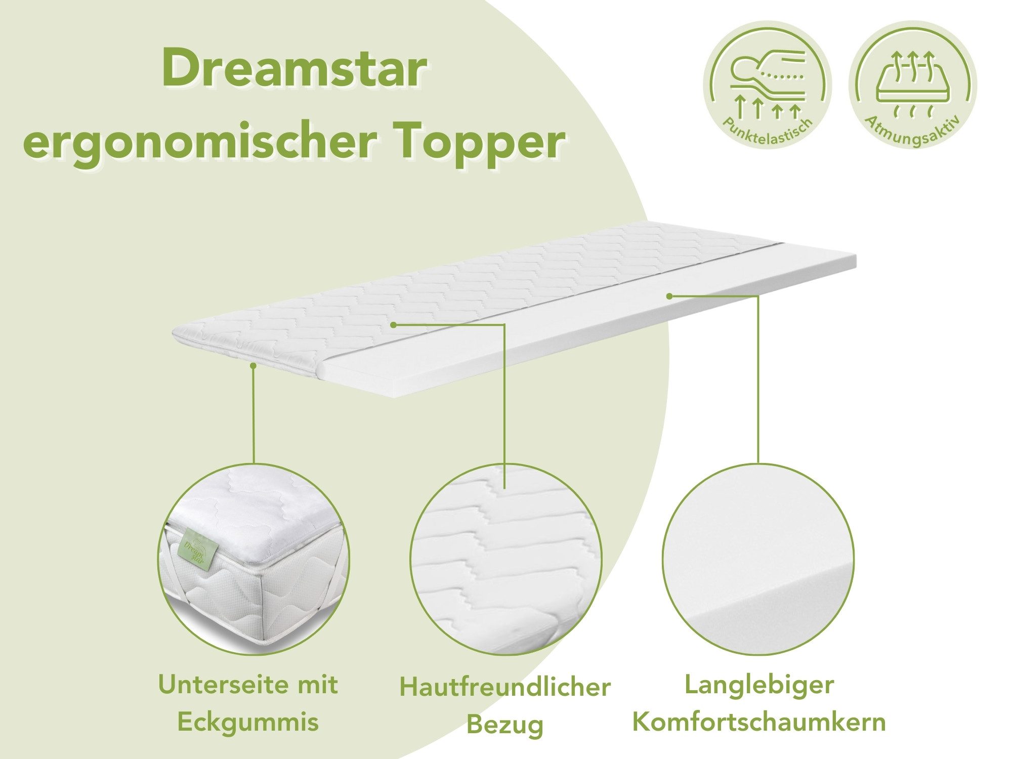 Dreamstar, Topper 180x200, 140x200, 90x200 cm und weitere Größen, 6 cm hoch günstig online kaufen