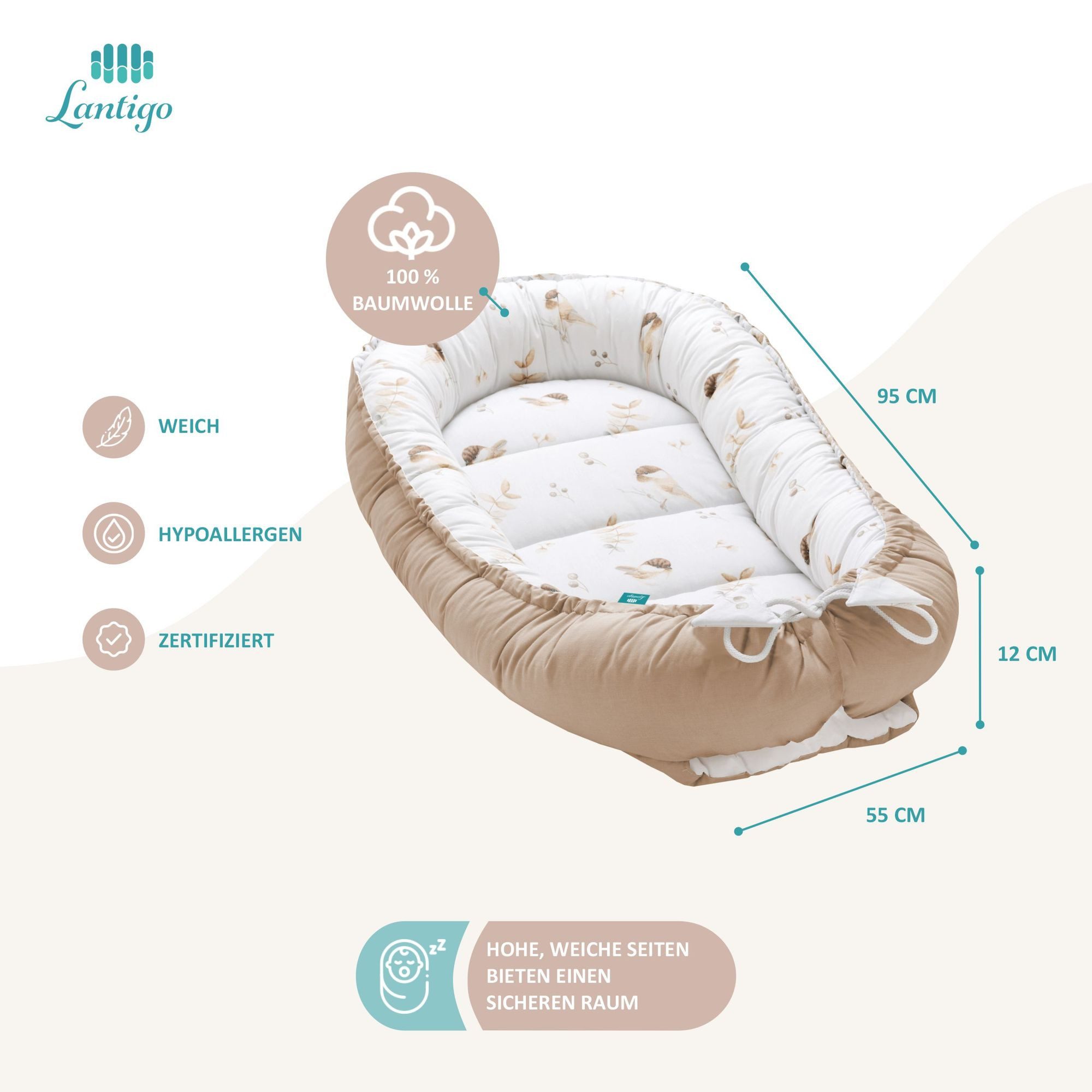 Lantigo Bettnestchen Nest Set für Neugeborene, Babynest Baby Nestchen Ersta günstig online kaufen