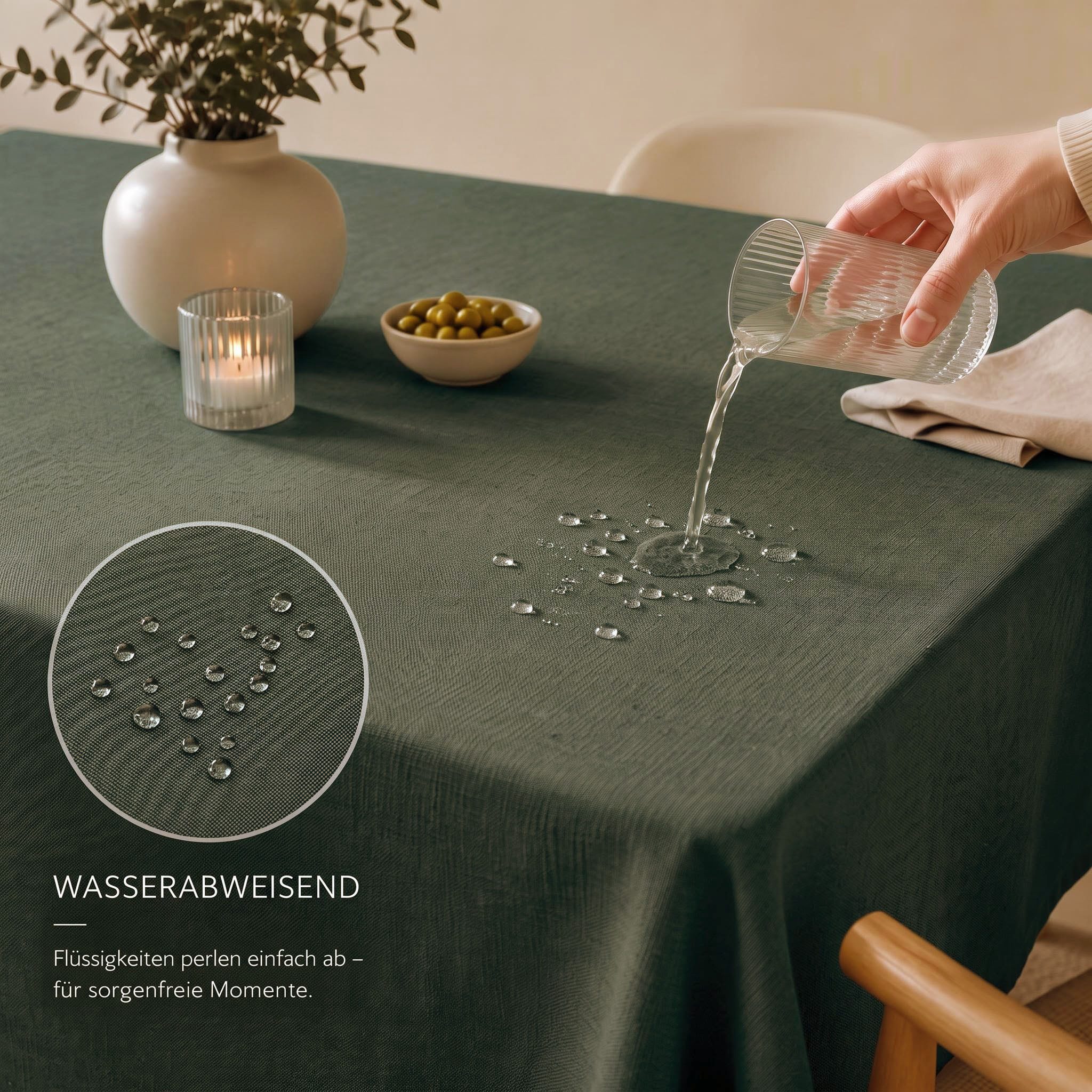 OTTO home Tischdecke Josée, wasserabweisend, in eckig & rund (Packung 1-tlg), strukturiert, Leinenoptik, uni,wasserabweisend, pflegeleicht, Deko