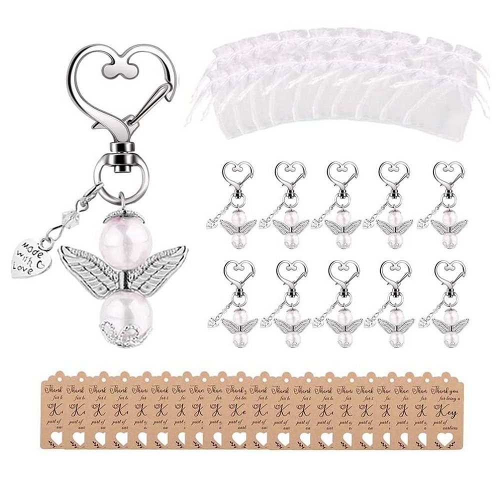 GarveeMore Geschenk-Tragetasche 20er Schutzengel-Schlüsselanhänger Set, Gastgeschenke, (20St), personalisierbare,mit Etiketten & Organzabeuteln für Hochzeit Taufe
