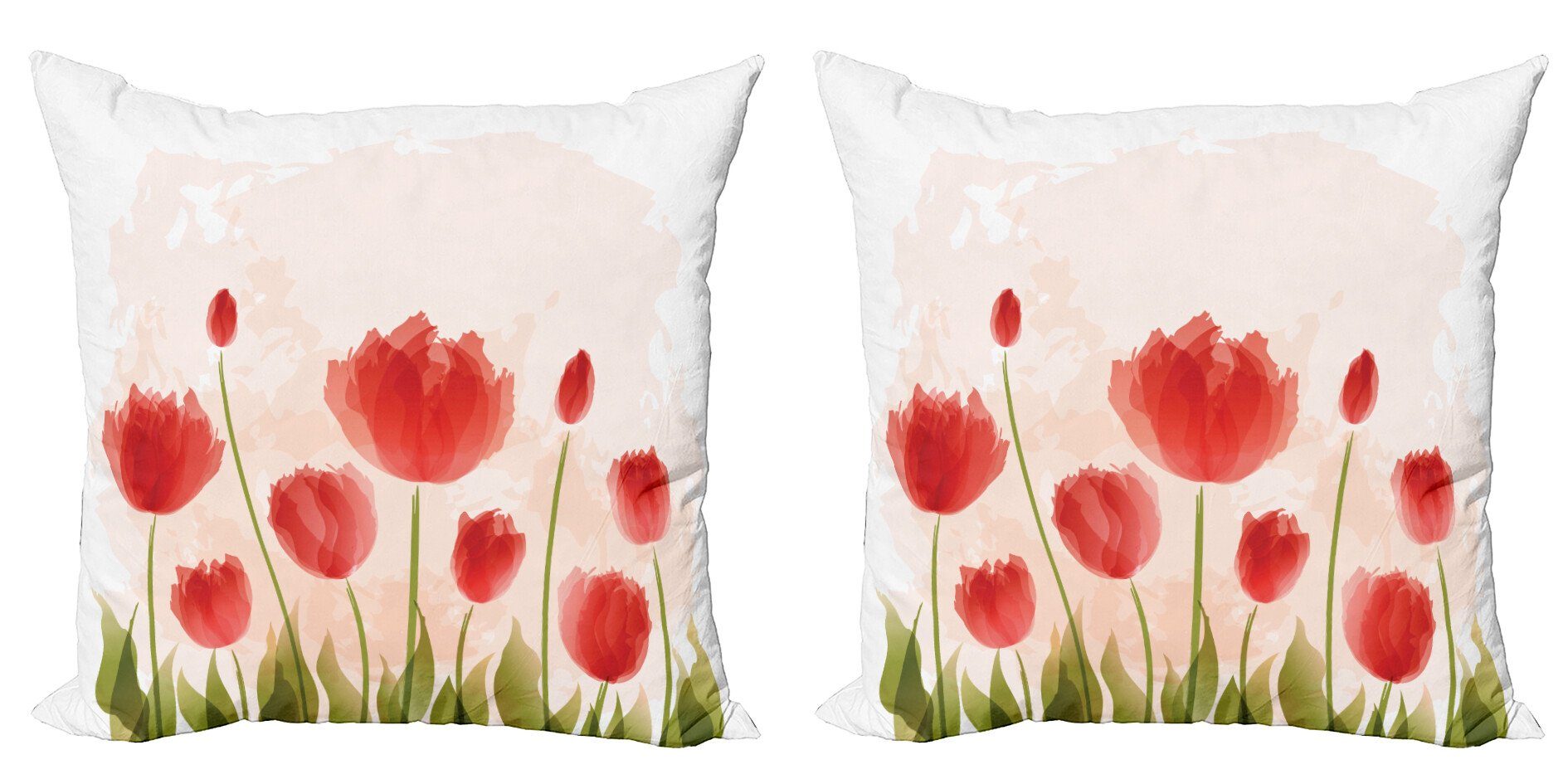 Kissenbezüge Modern Accent Doppelseitiger Digitaldruck, Abakuhaus (2 Stück), Blumen Romantische Tulpe-Blüten