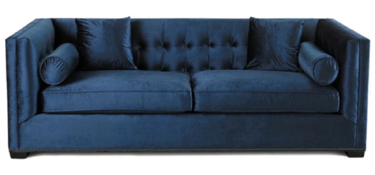 JVmoebel Chesterfield-Sofa Navy Blauer Chesterfield Dreisitzer luxus 3-Sitzer Sofa Neu, Made in Europe