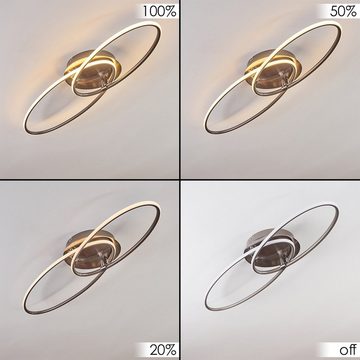 hofstein Deckenleuchte »Arce« runde Deckenlampe aus Metall/Kunststoff in Nickel-matt/weiß, 3000 Kelvin, 3700 Lumen, dimmbar über herkömmlichen Lichtschalter