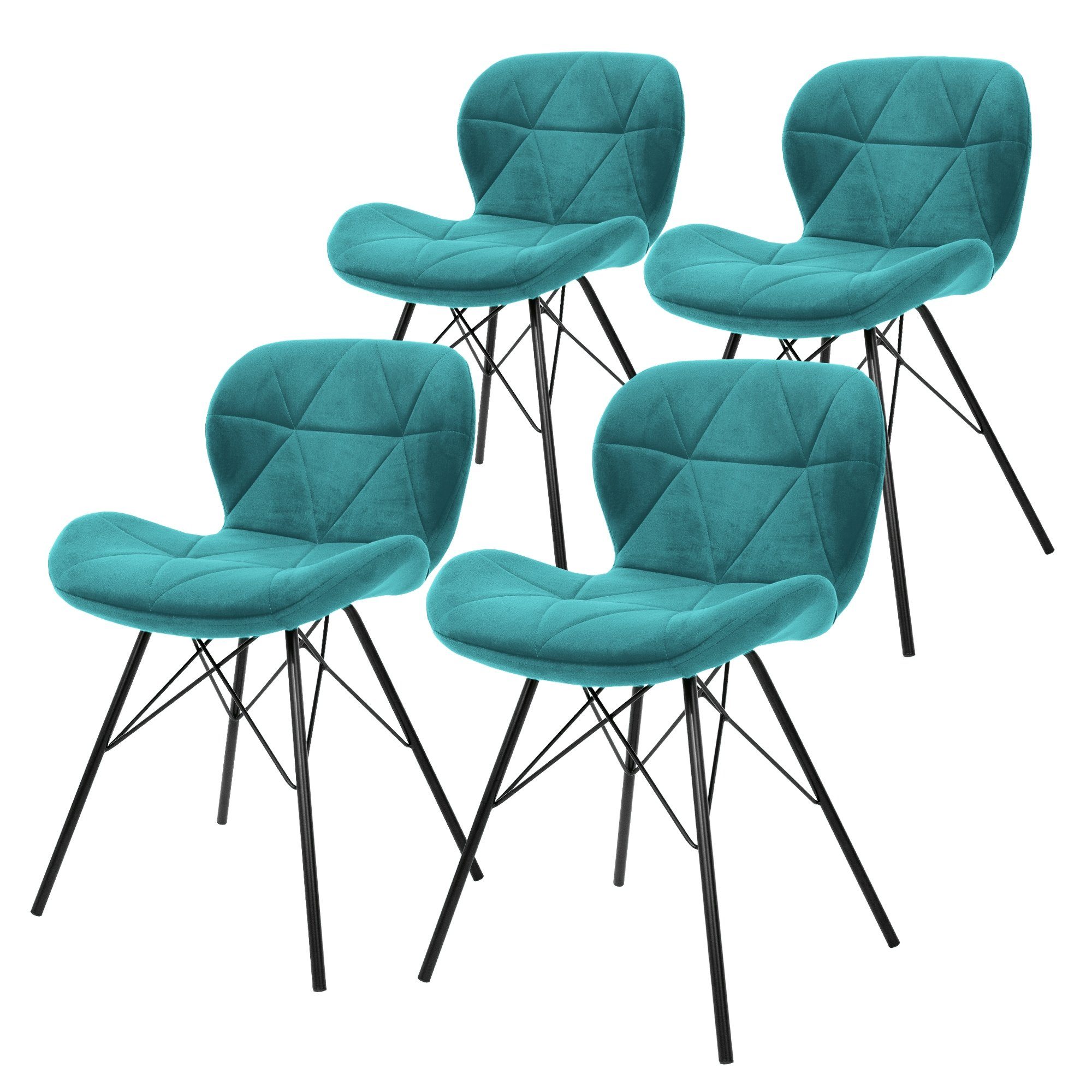 ML-DESIGN Stuhl Esszimmerstühle Set 4er Set), (4er Türkis Ergonomisch Metallbeine Küchenstuhl Polsterstuhl Wohnzimmerstuhl Samtbezug