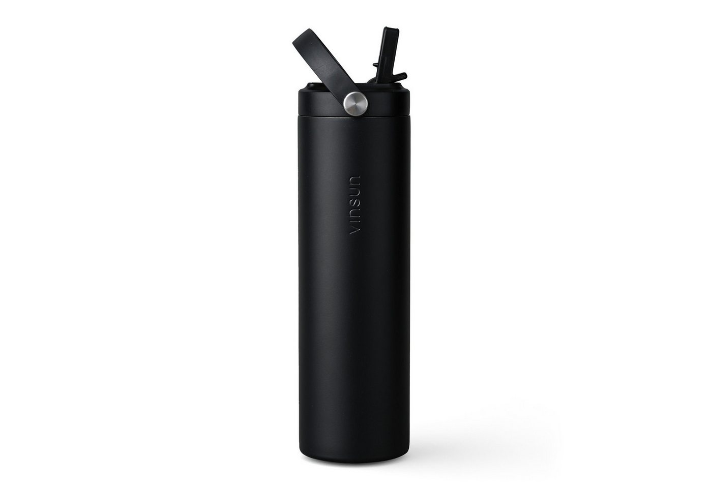 Vinsun Isolierflasche Thermoflasche 750ml mit Strohhalm - Sport Trinkflasche mit Tragegriff, Auslaufsicher, doppelwandig isoliert, geruchs- und geschmacksneutral