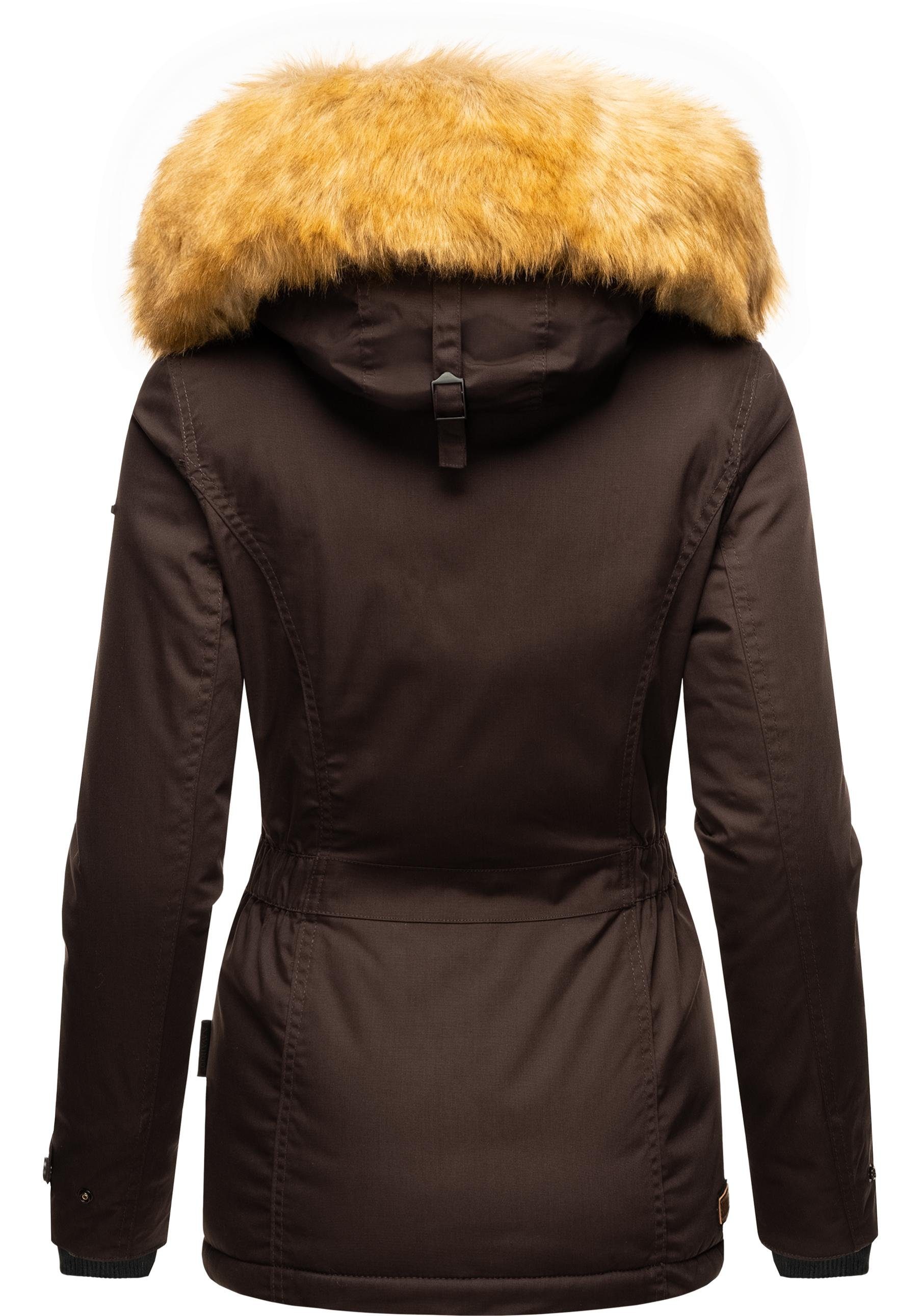 Navahoo Winterjacke Laura edler Parka mit Kunstfell-Kapuze