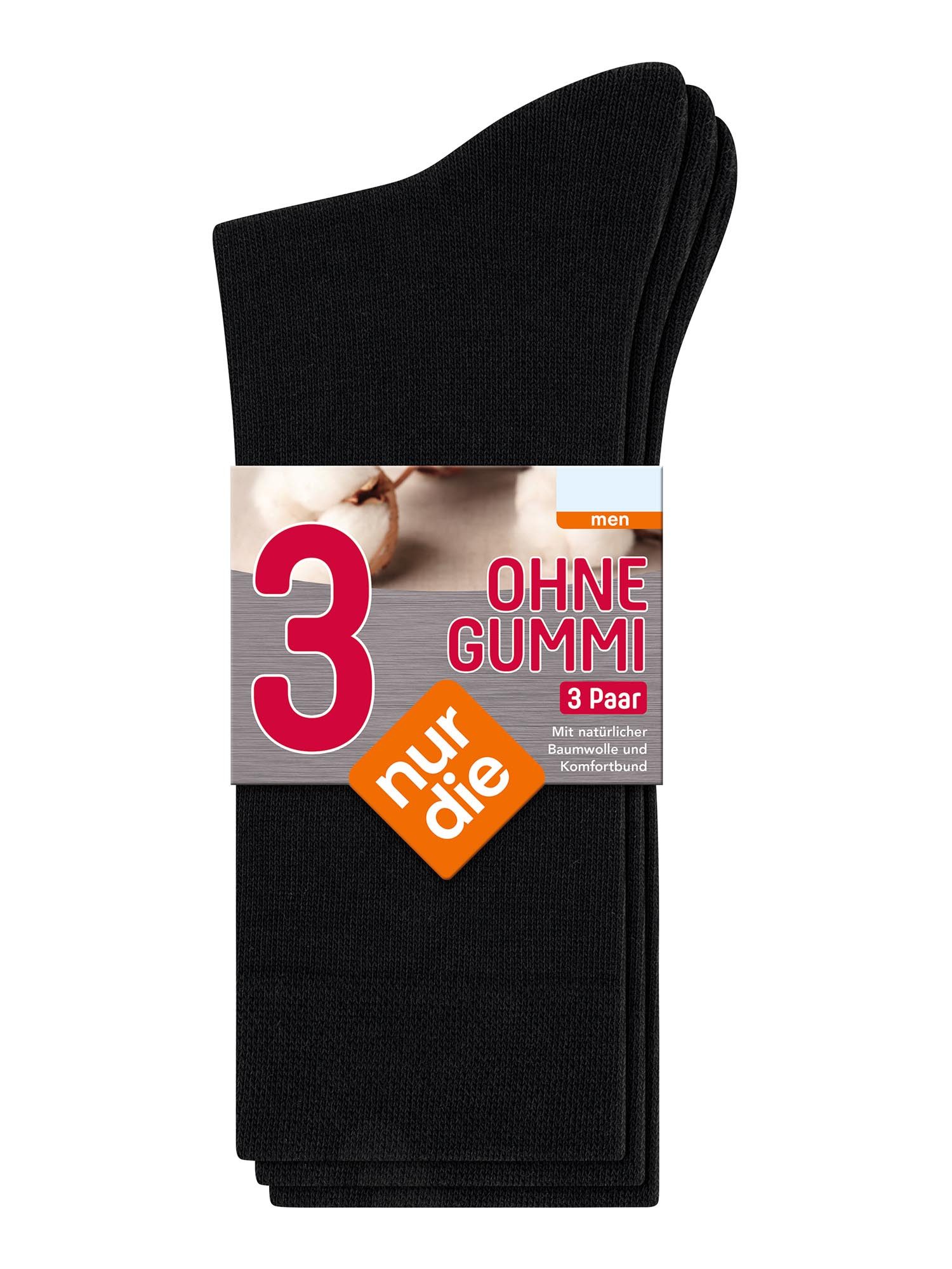 Nur Die Basicsocken Ohne Gummi (3-Paar) Socken, Baumwollsocken, Alltagsocken