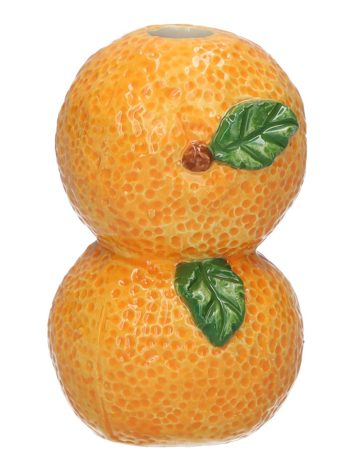 INNA-Glas Dekovase Dekovase Orangen TILLAS aus Keramik, gelb-grün-braun, 5,6x5,6x9cm