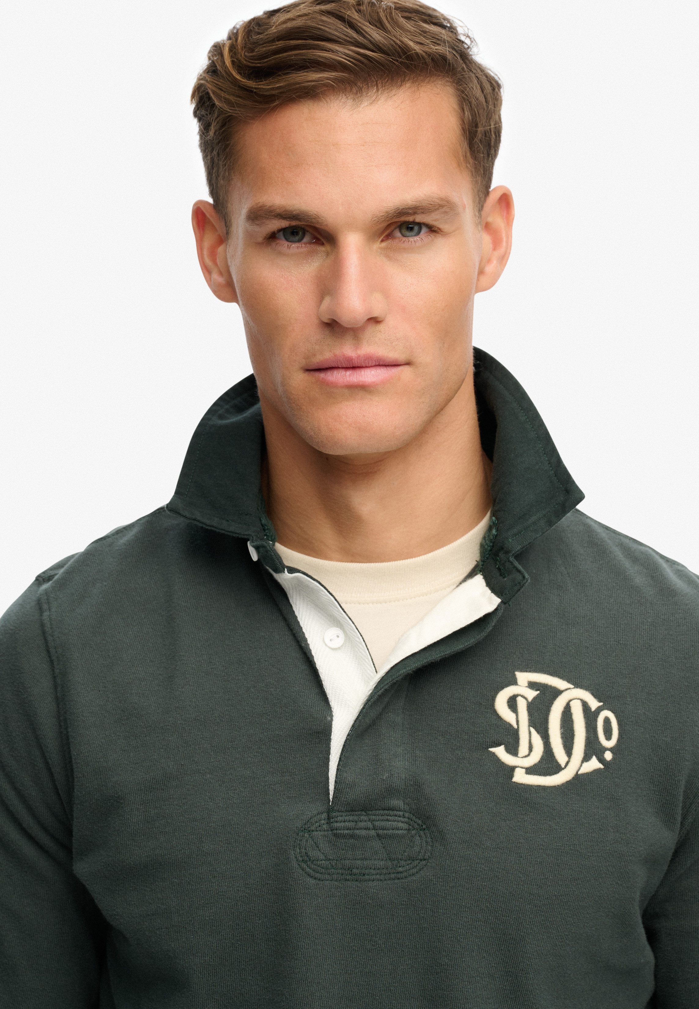 Superdry Langarmshirt VINTAGE ATHLETIC RUGBY Baumwolle, relaxed fit