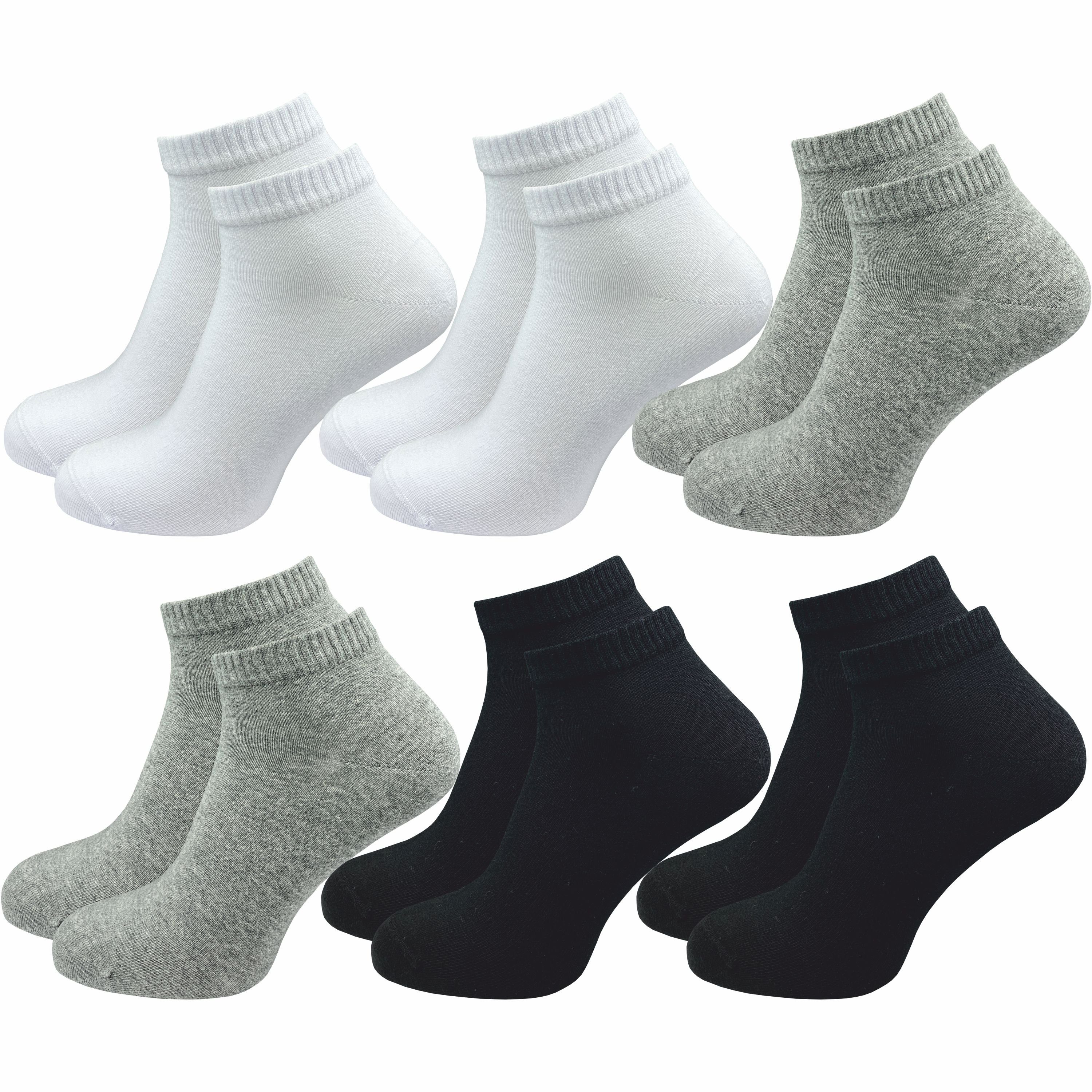 GAWILO Kurzsocken für Damen und Herren - Quartersocken in weiß, schwarz und grau (6 Paar) Kein Rutschen dank Rippbund - Etwas länger als Sneaker Socken schwarz - weiß - grau