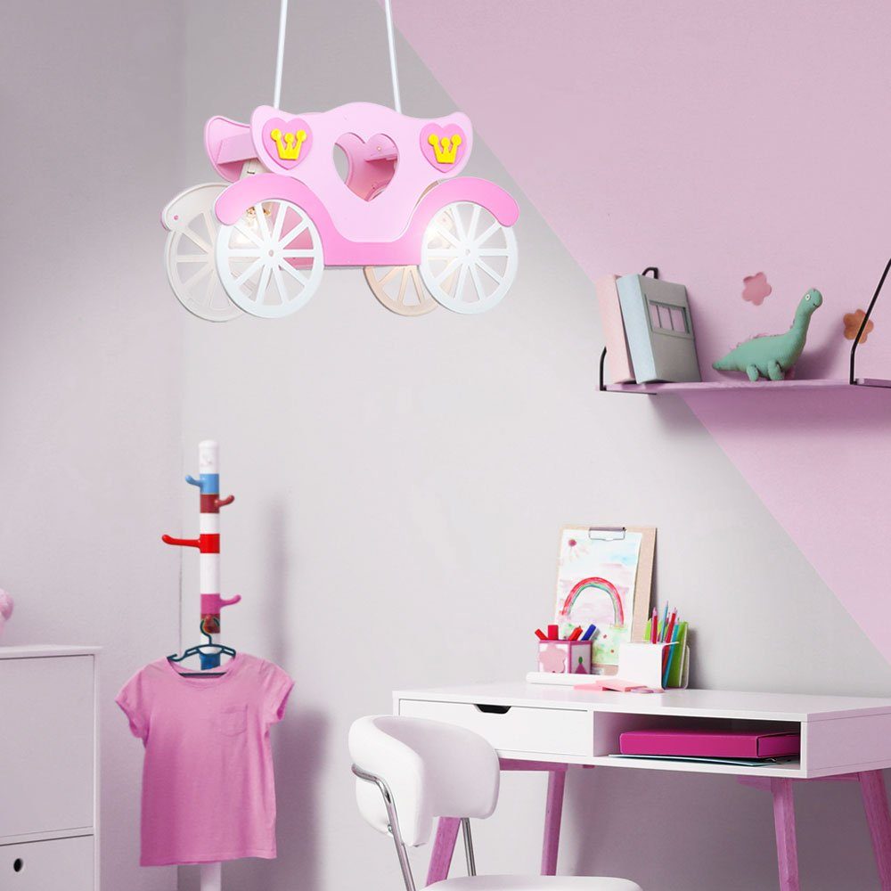etc-shop LED Mädchen LED Warmweiß, Deckenleuchte rosa Watt Kinder 14 Hängeleuchte inklusive, Pendelleuchte, Leuchtmittel