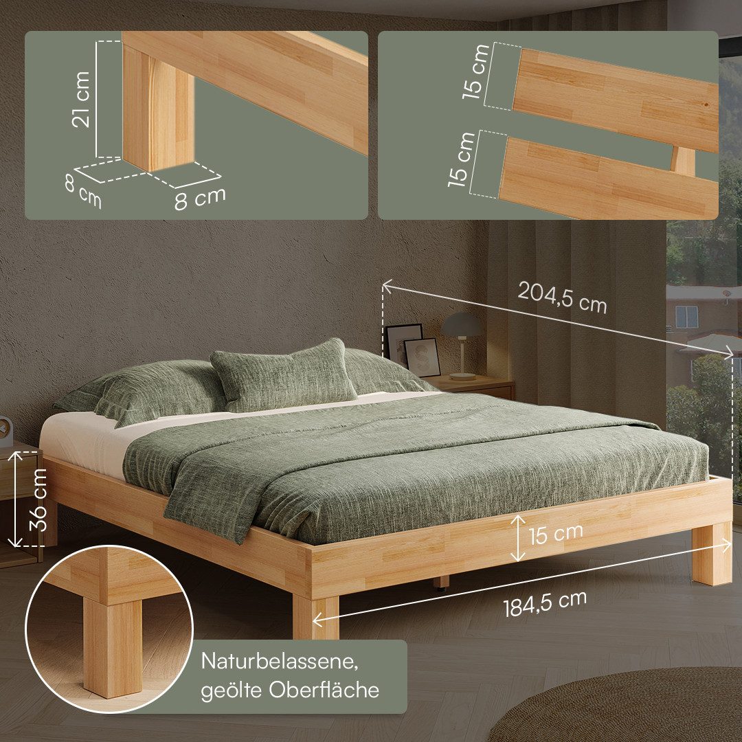 skølm Massivholzbett Floki aus Buche, natur geölt, verfügbar in 140/180x200 cm – Bild 5 von 5
