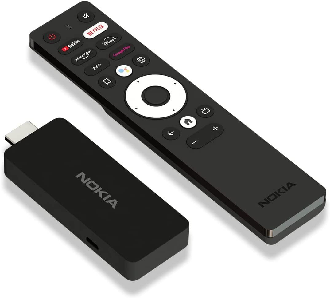 Nokia Streaming-Stick 800 Android TV HDMI Stick, (beleuchtete Fernbedienung, Sprachsteuerung, Netflix, YouTube, Prime Video, Disney+, DAZN, Zattoo, Apple TV, Chromecast, Full HD 1080p) | Streaminggeräte