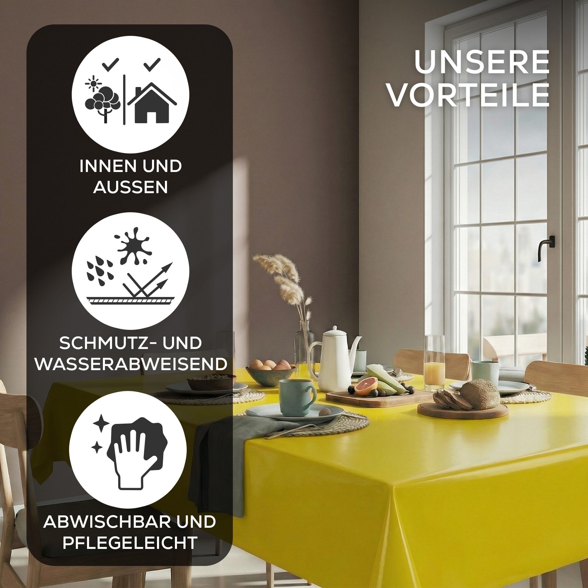 Beautex Tischdecke Uni Wachstuchtischdecke OVAL RUND ECKIG, Wachstuch abwischbar (1-tlg)