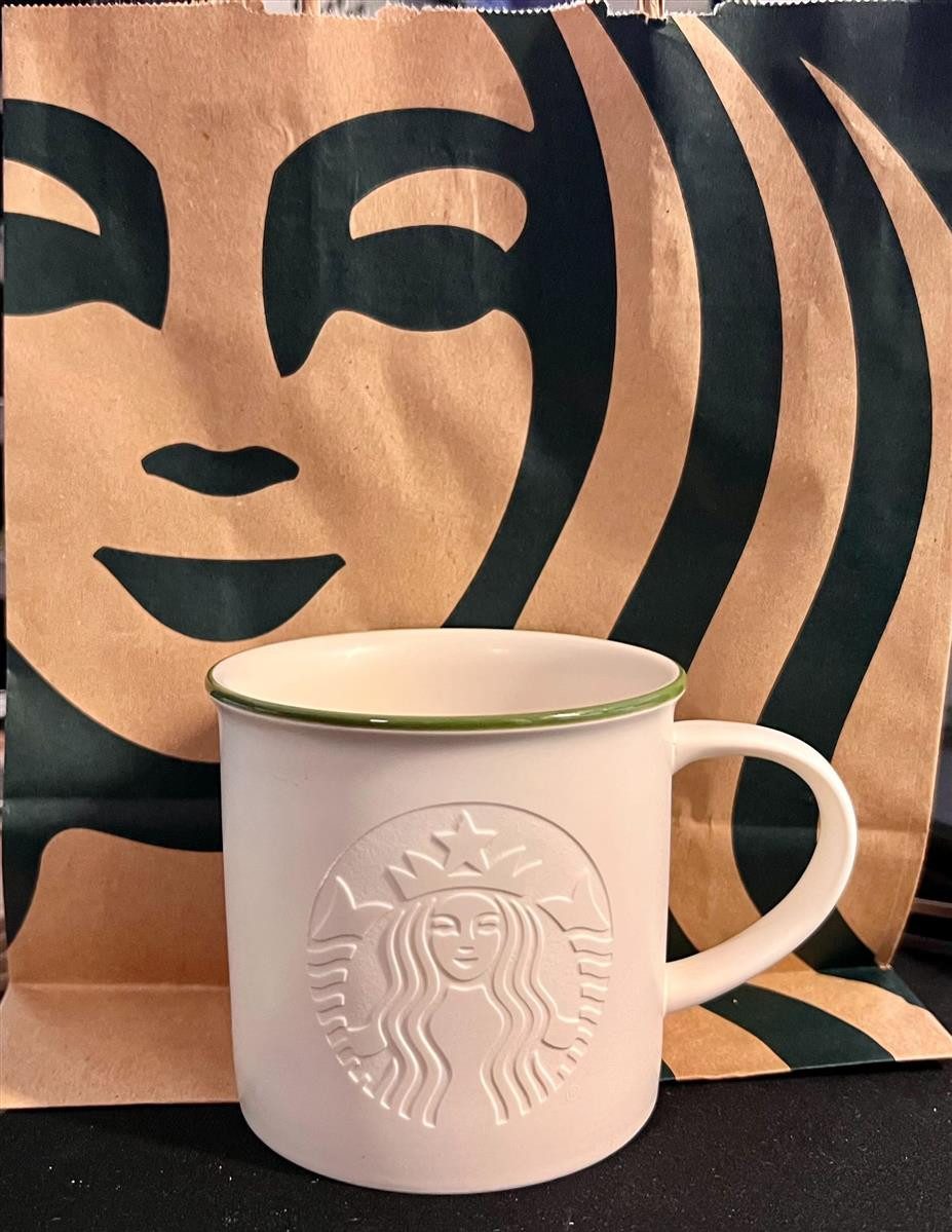 Starbucks Trinkflasche Starbucks Mug Tasse Becher Siren Green Rim Grüner Rand 355ml