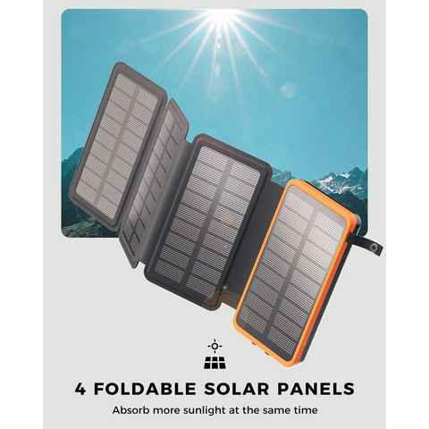 VSIUO Tragbares Solar Ladegerät, Power Bank Solar Powerbank PD 28W Solar Power bank, mit 3 USB/Typ C-Ausgängen 26800 mAh, Solarladegerät (4 Mode Taschenlampe), Ohne kabelloses Laden