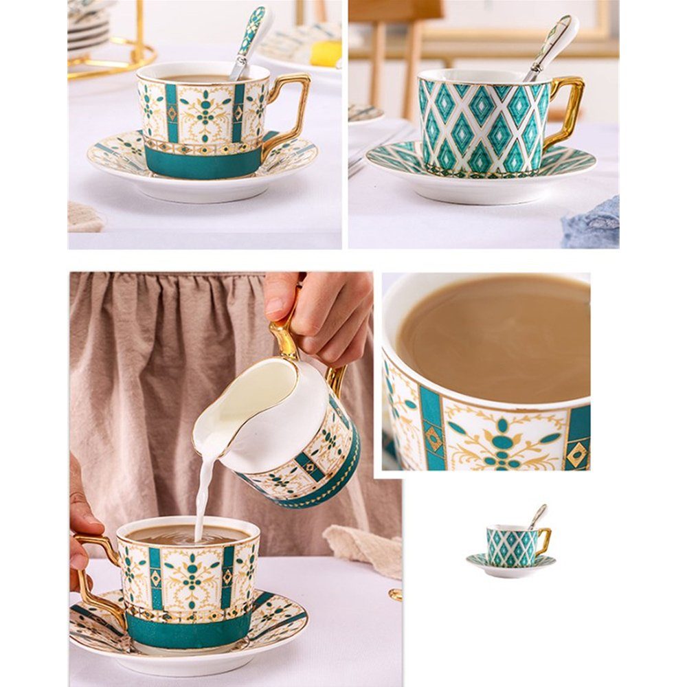 Teetasse Ceramic Teetasse mit Keramik-Kaffeebecher-Set Set Kaffeeservice (1-tlg), Untertassen Löffel, Kaffeebecher-Geschenkset, Dekorative und