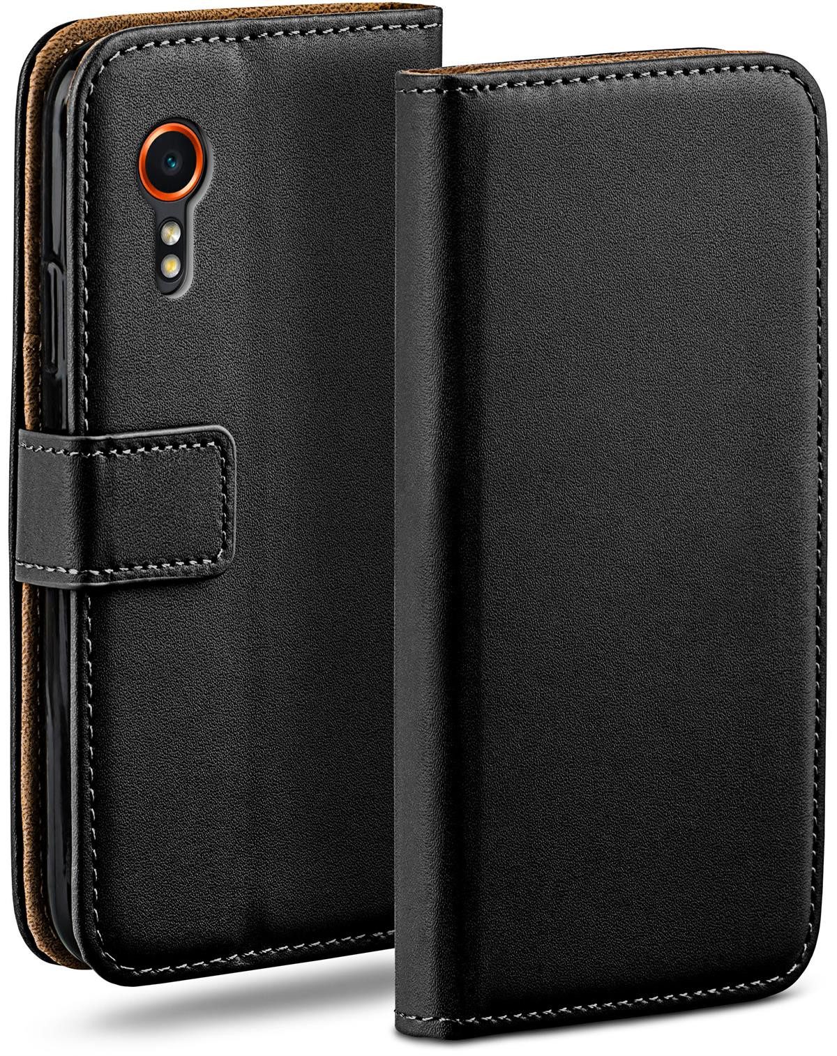 moex Handyhülle für Samsung Galaxy XCover 7 Hülle Klappbar Book Case Schwarz 6,6 Zoll, Klapphülle Kartenfach Flip Cover Handytasche Leder Optik Schutzhülle