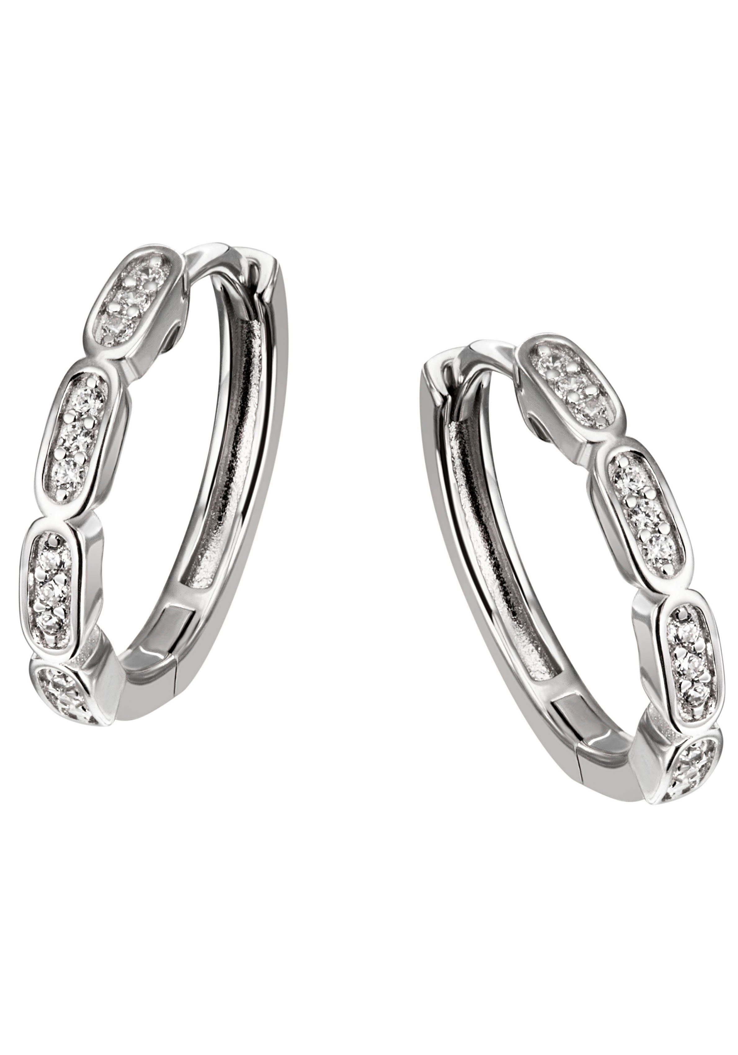 Paar Creolen Schmuck Geschenk Silber 925 Ohrschmuck glitzernd