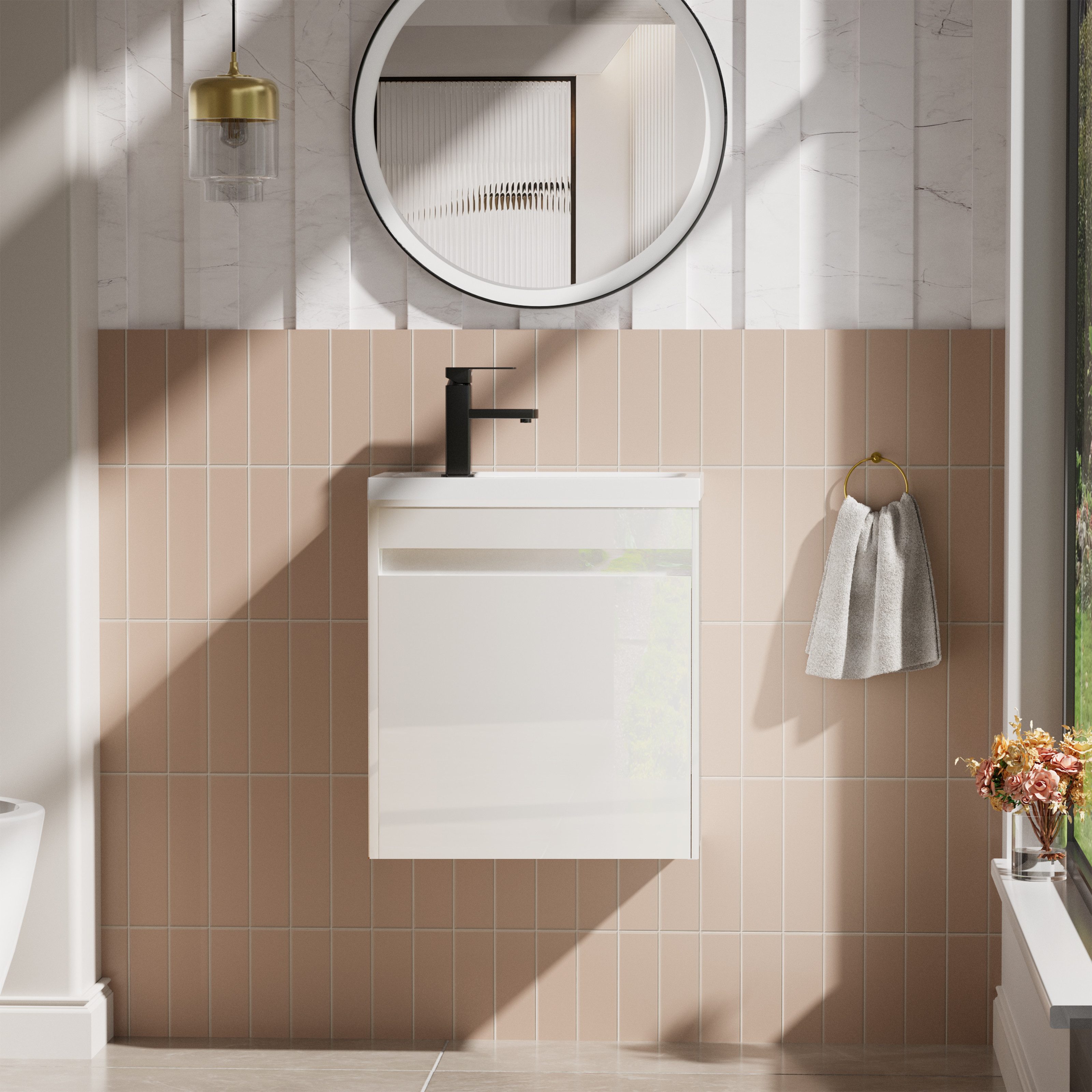UEV Waschtisch Waschbecken klein mit Unterschrank set, Badmöbel Gäste-WC (W günstig online kaufen