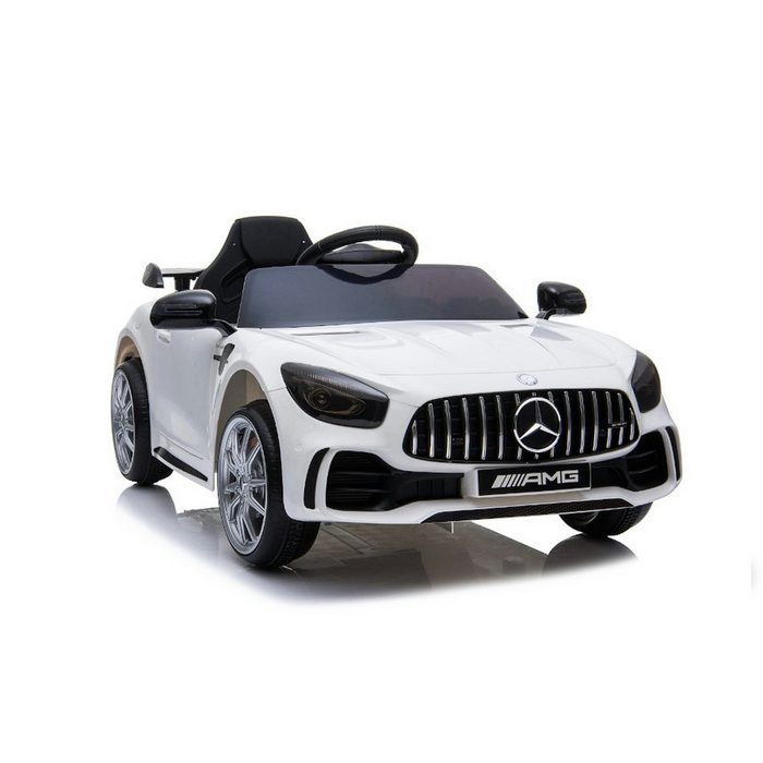 TPFLiving Elektro-Kinderauto Mercedes GT R - Motor: 2 x 12V - Akku: 1 x 12 Volt/4.5Ah Belastbarkeit 30 kg Kinderauto - Elektroauto mit Ledersitz und Sicherheitsgurt - weiss