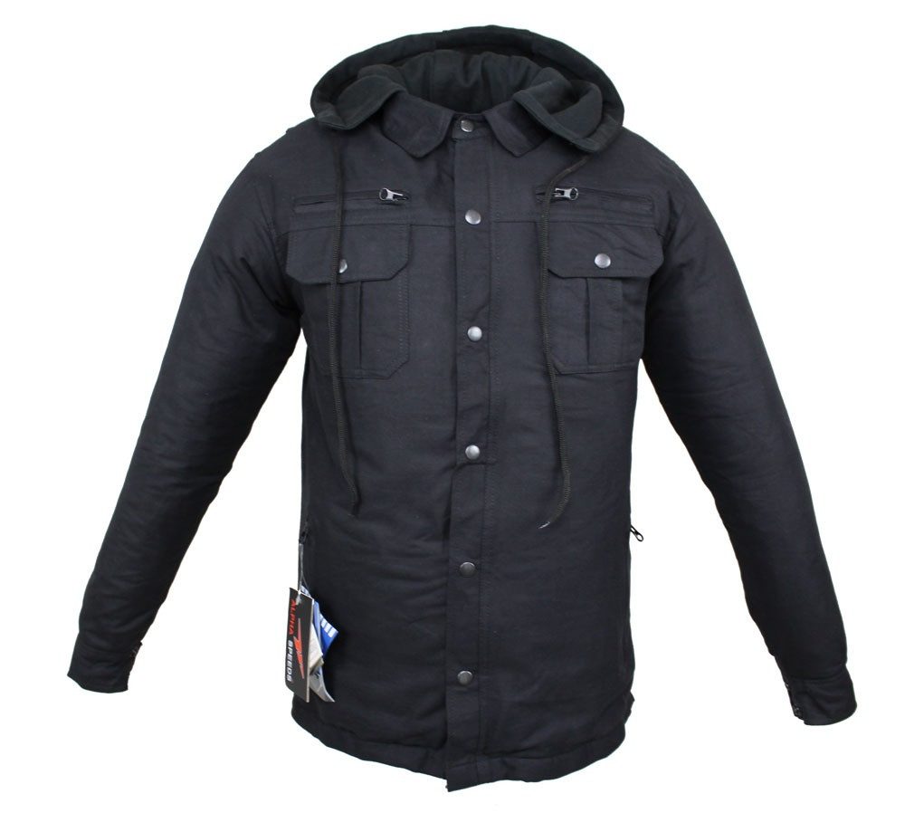 Motorradjacke Flanell-Holzfäller Motorrad KEV ARAMID Lumber-Biker Hemd PRO Schwarz